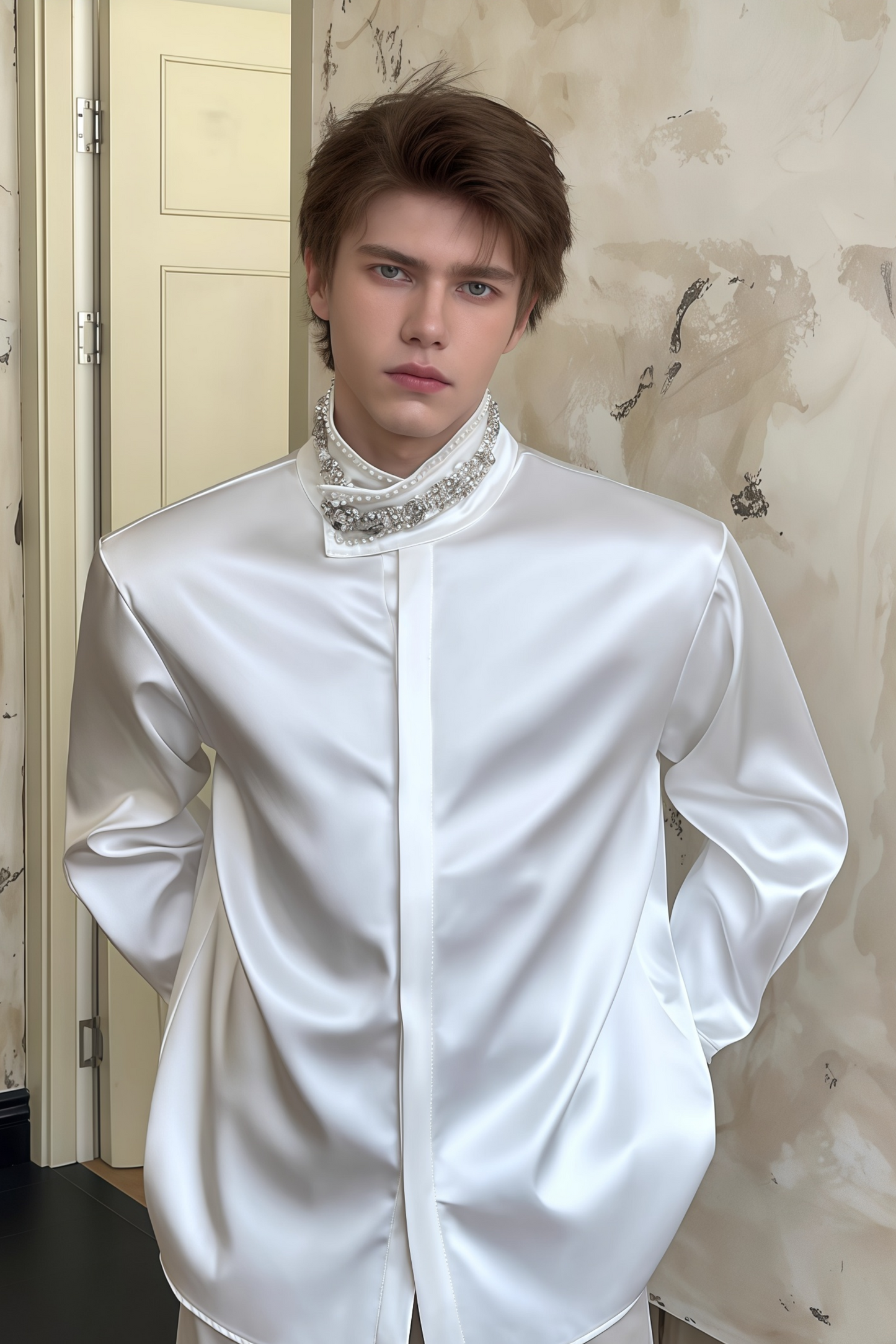 Jasper white crystal-embellished shirt