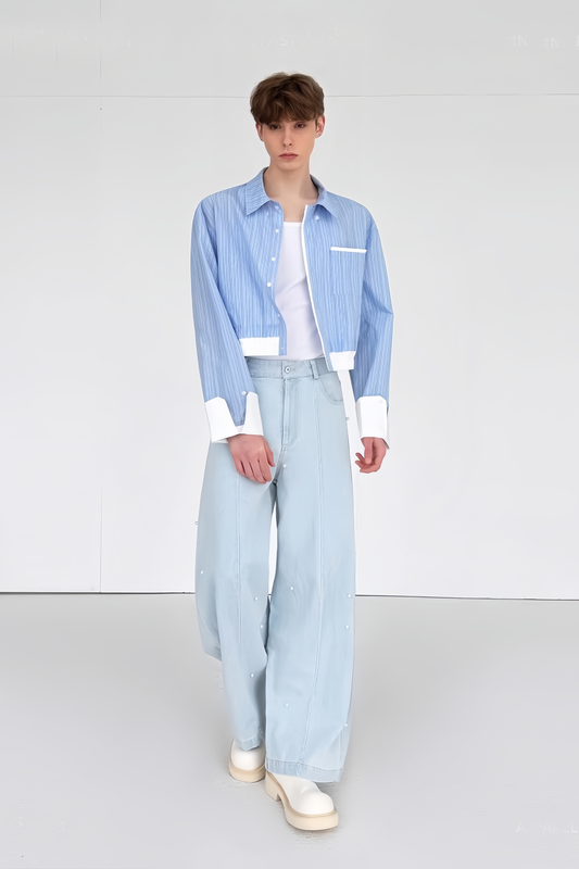 قميص تياغوي أزرق مخطط