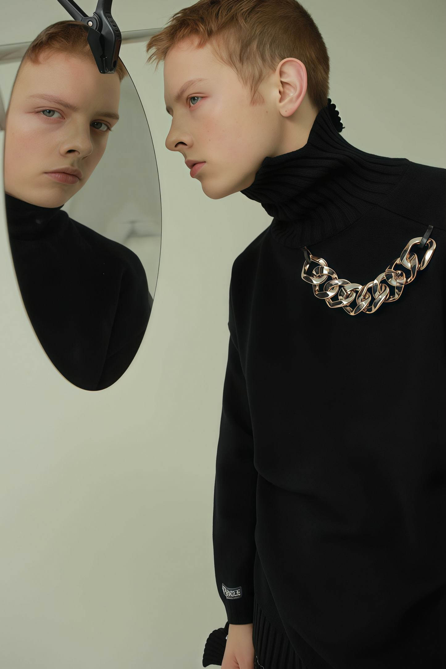 Dante black decorative-ring high-neck sweater