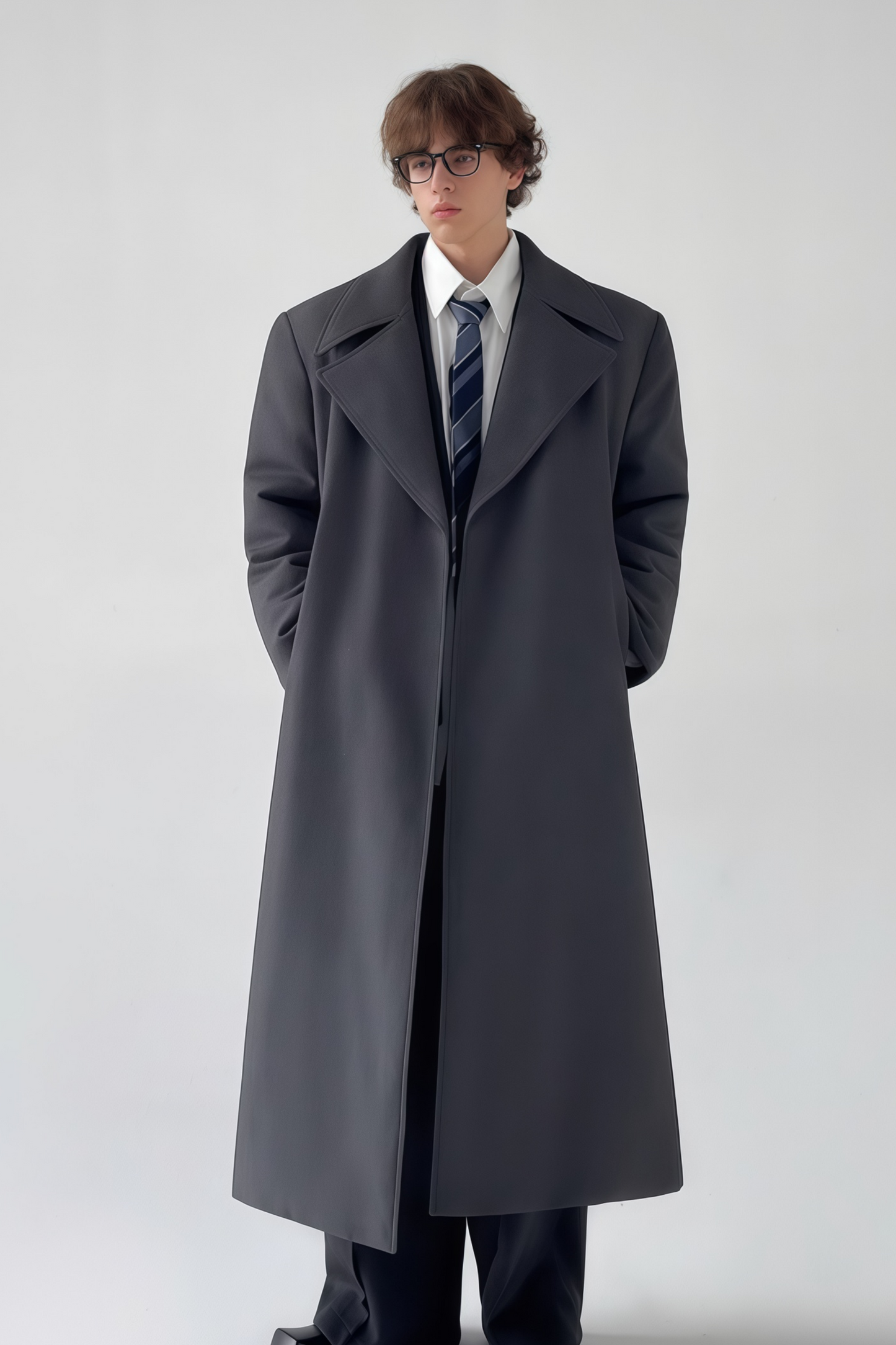 معطف طويل رمادي من Benedict