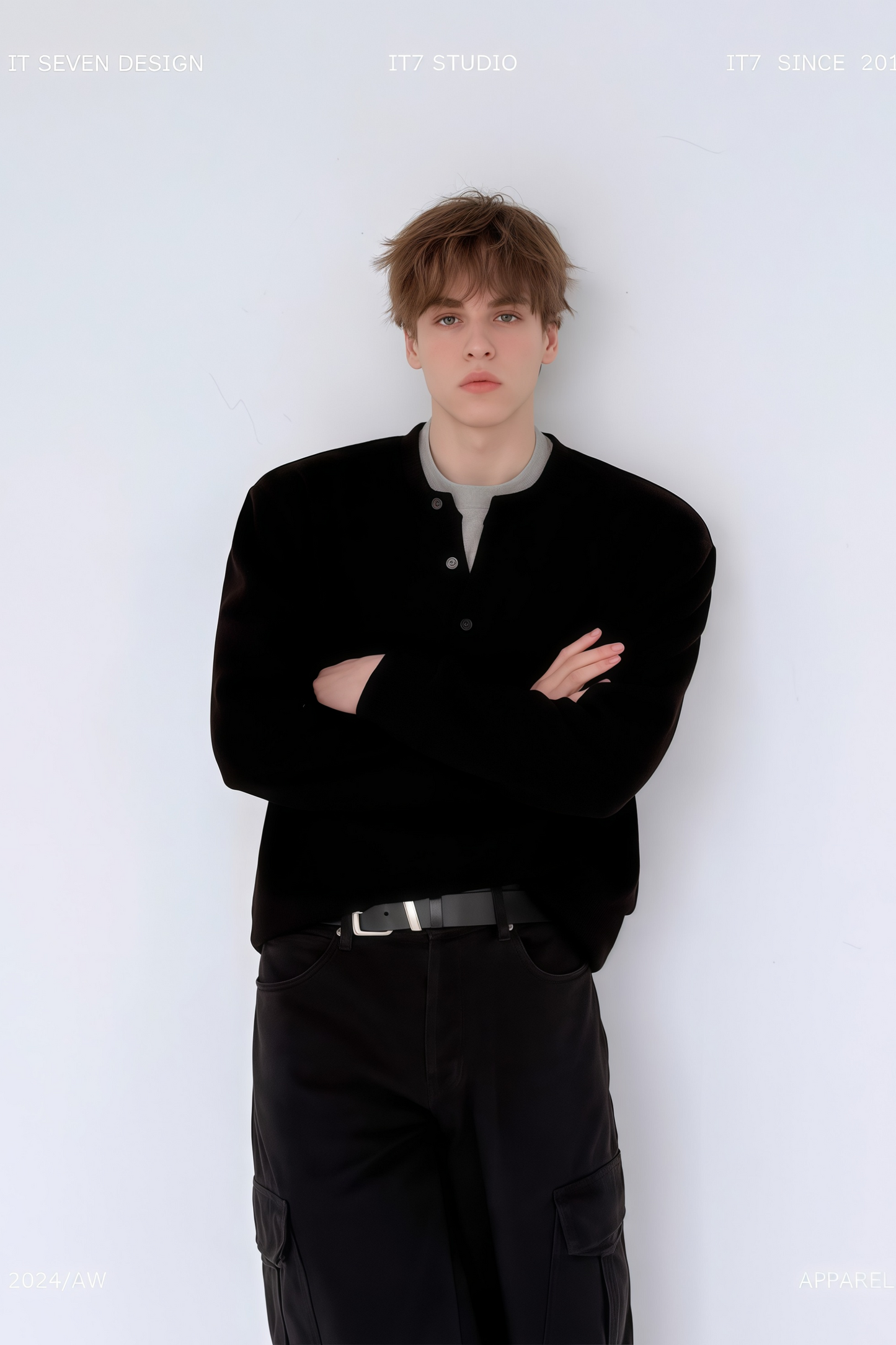 Théo black mock two-piece sweatshirt