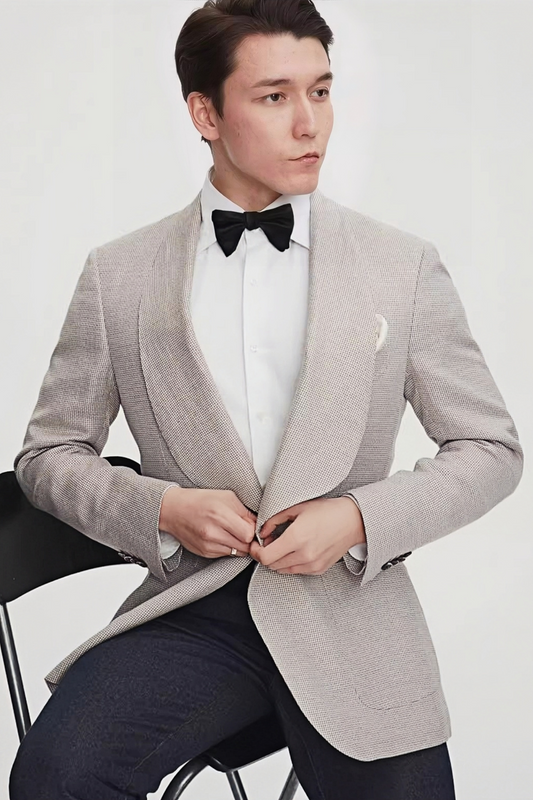 Orion light-khaki shawl-lapels blazer