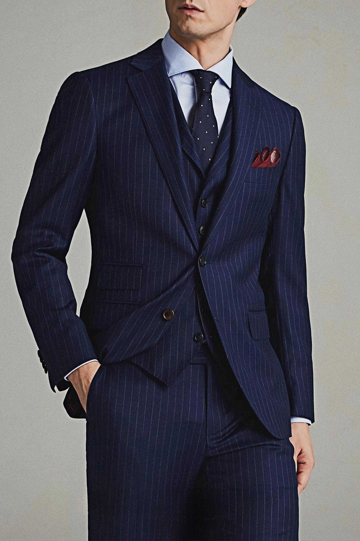 Jasper navy-blue stripe-pattern suit