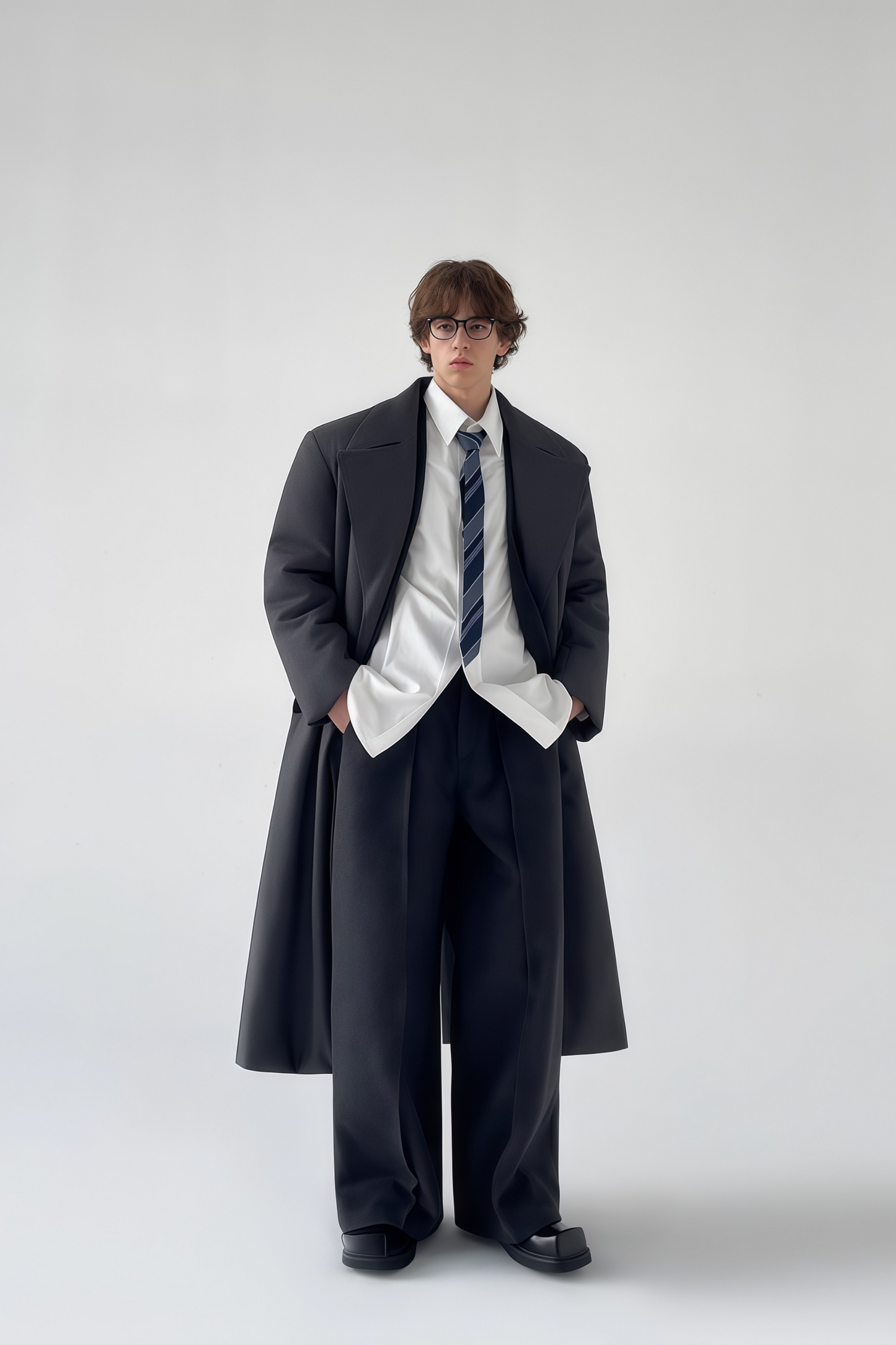 معطف طويل رمادي من Benedict