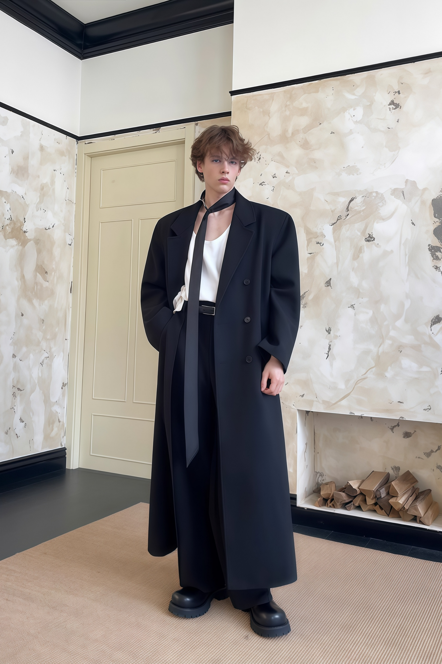 معطف طويل أسود من Alaric