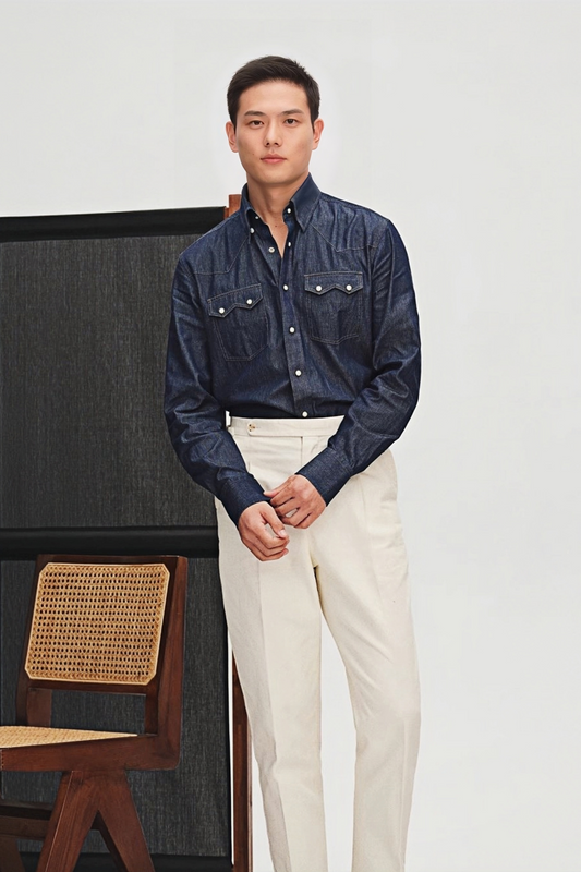Léon dark-blue denim shirt