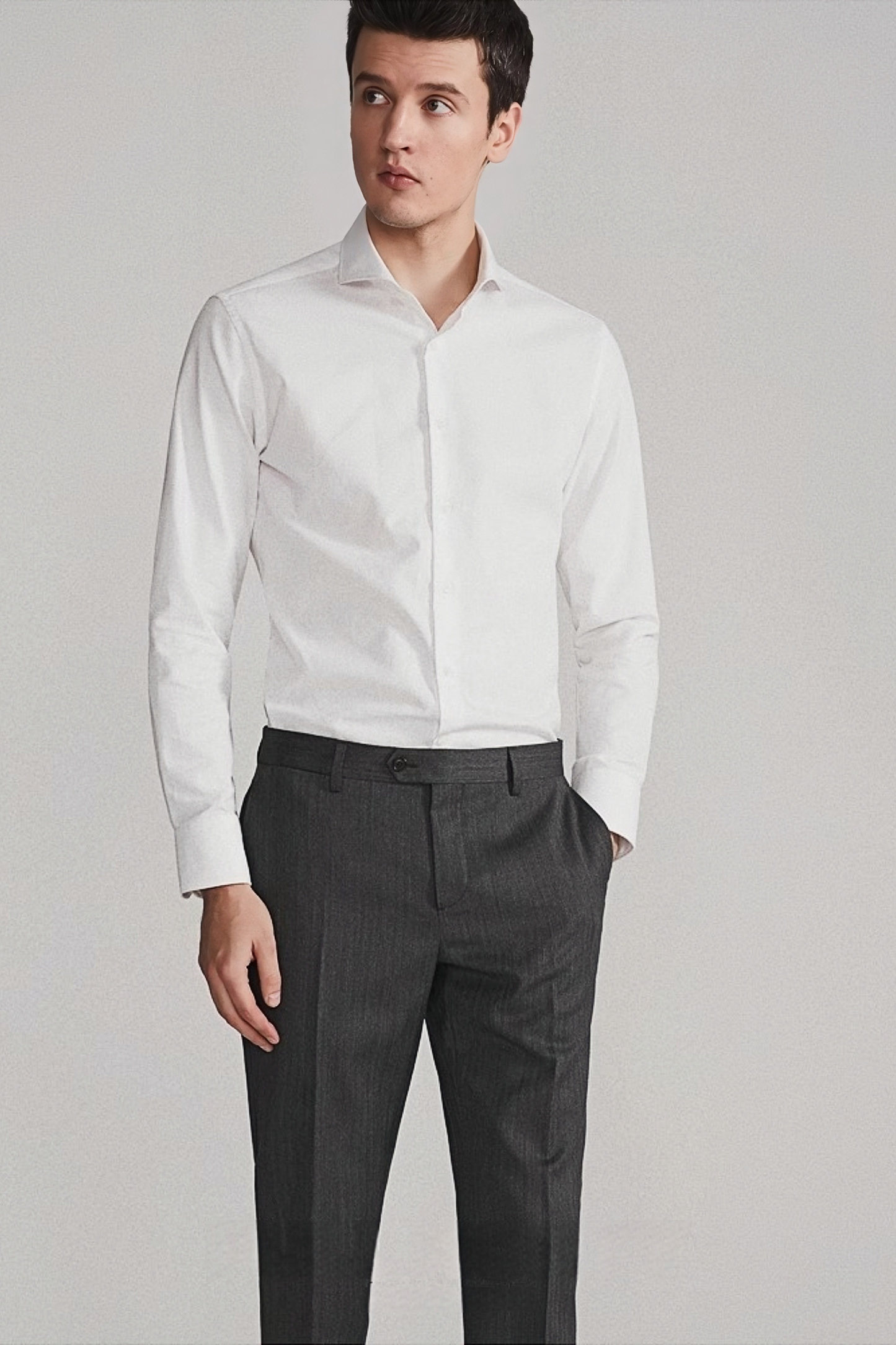 Theodore white windsor-collar shirt