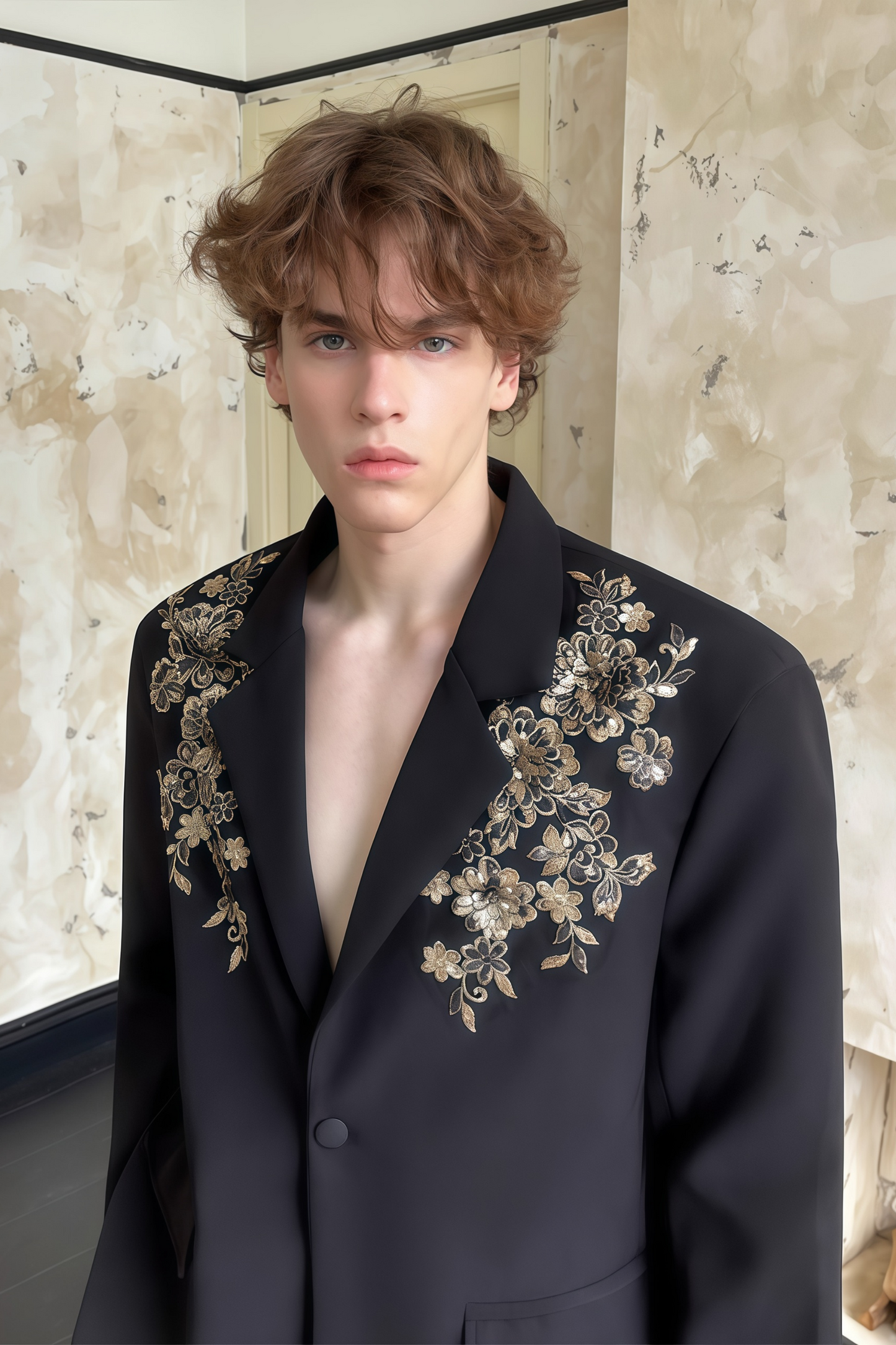 Peregrine black embroidered blazer