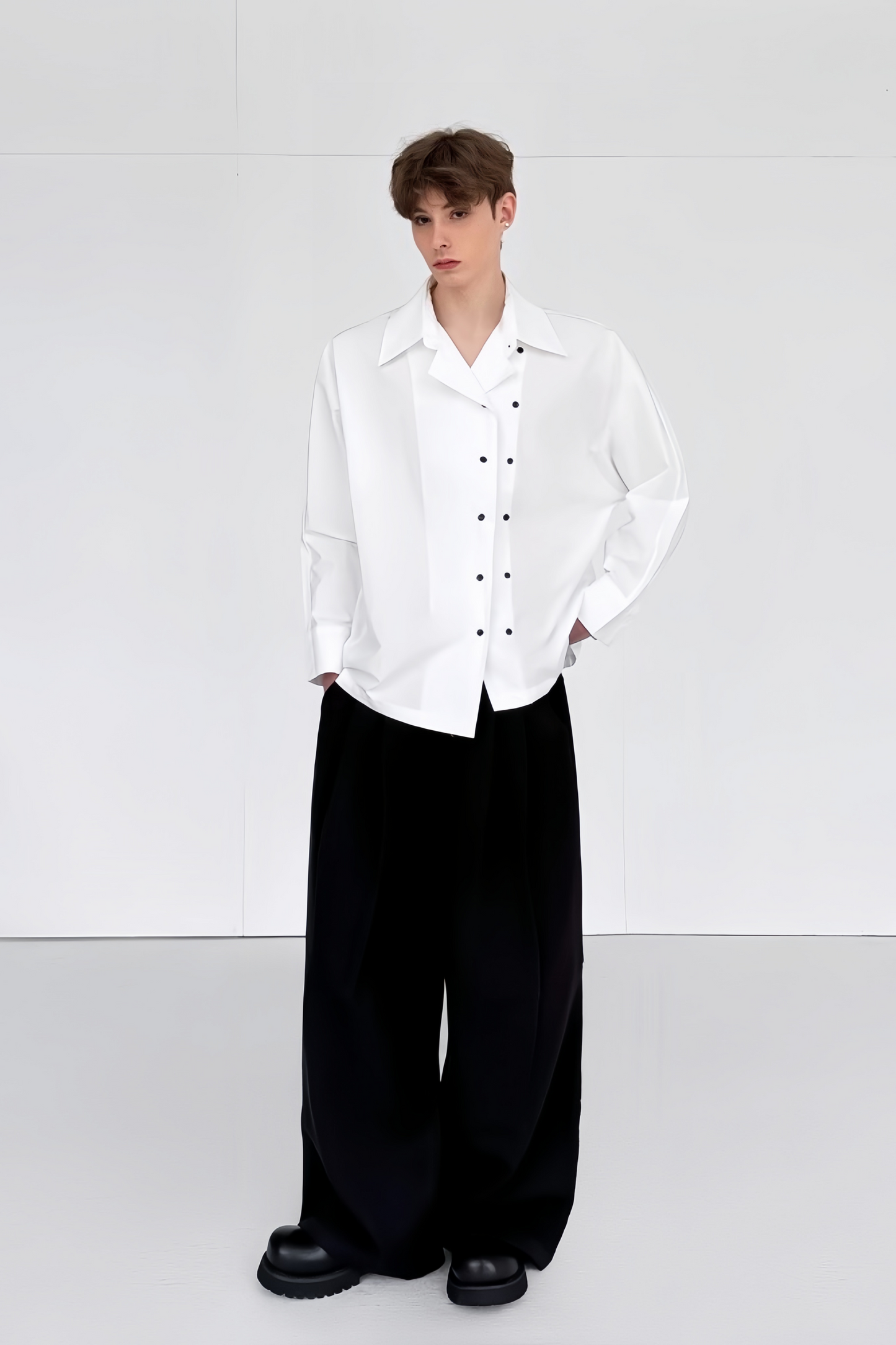 Henri white double-breasted shirt