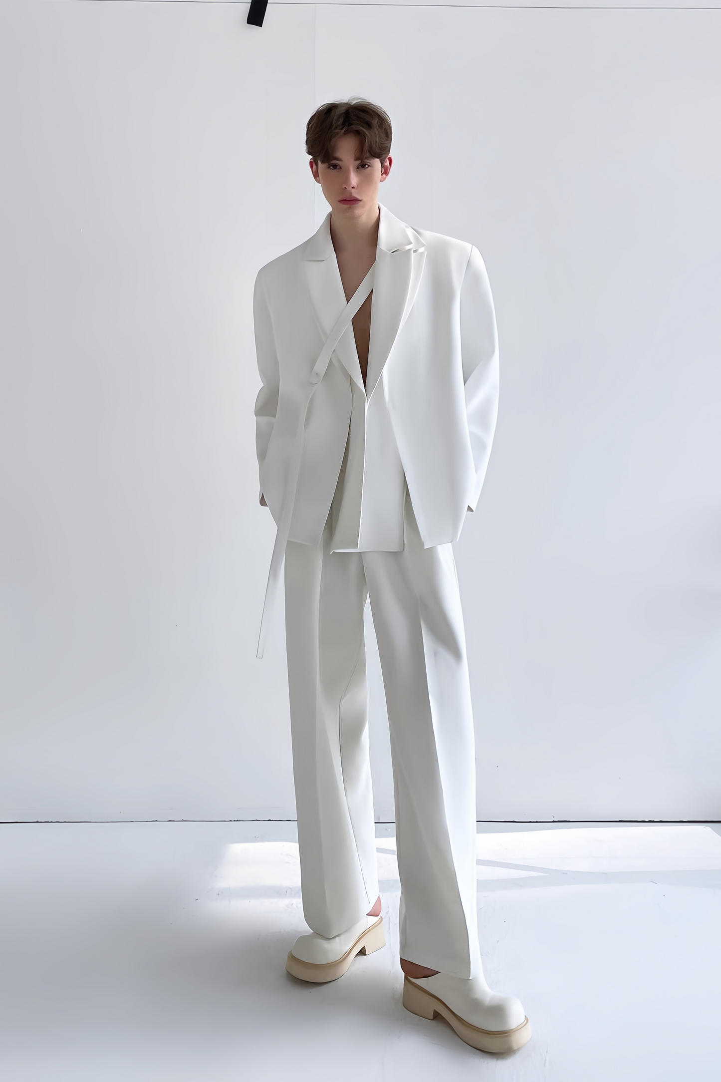 Elias White Self-tie Jacket