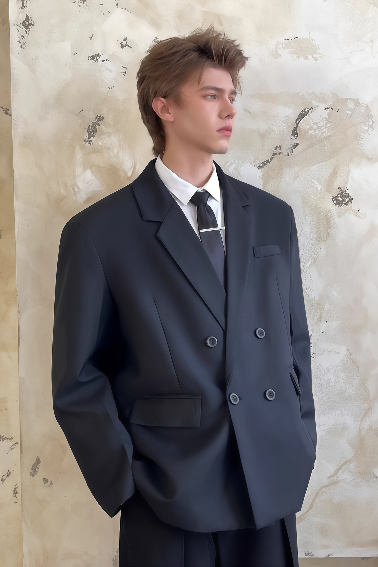 Lysander black double-breasted blazer