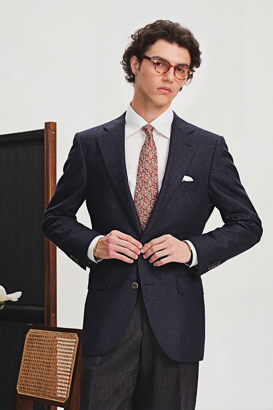 Nathaniel navy-blue flannel blazer