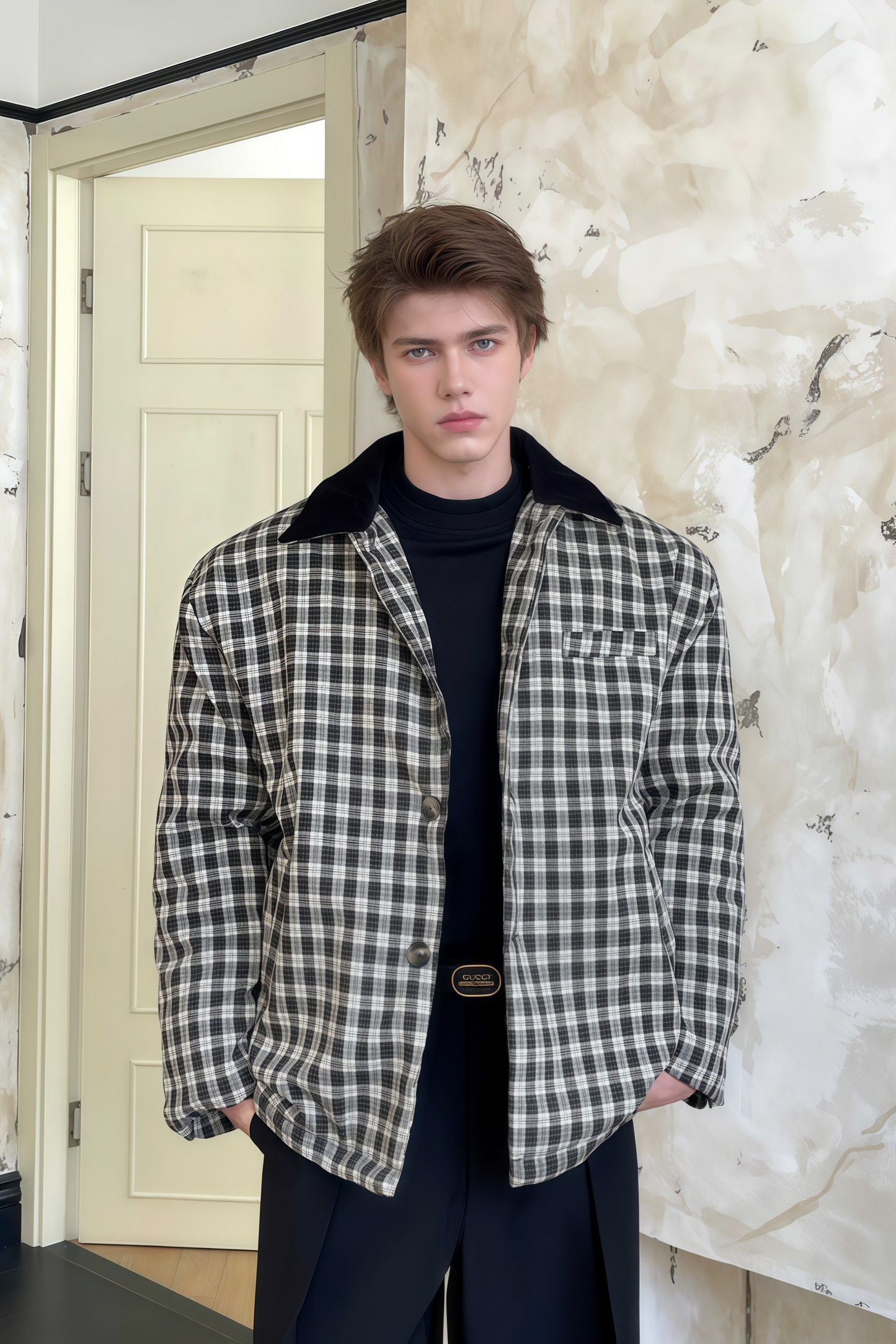 Julien check-pattern cotton jacket