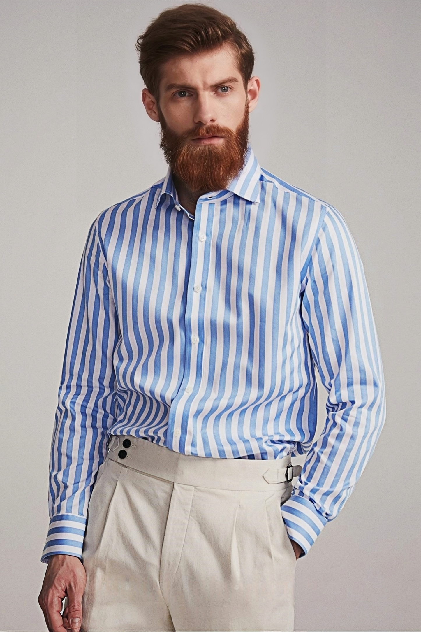 Edward light blue stripe-pattern shirt