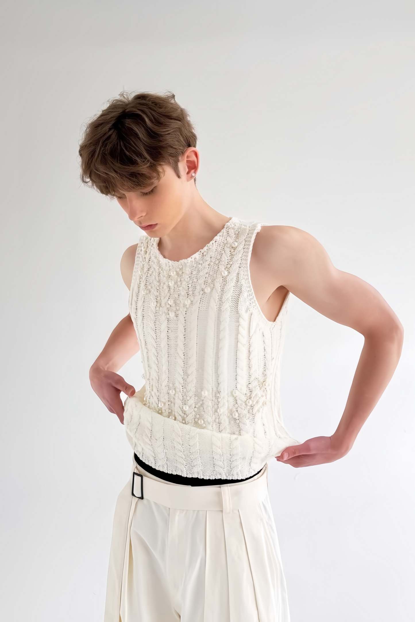 Lio white knit vest