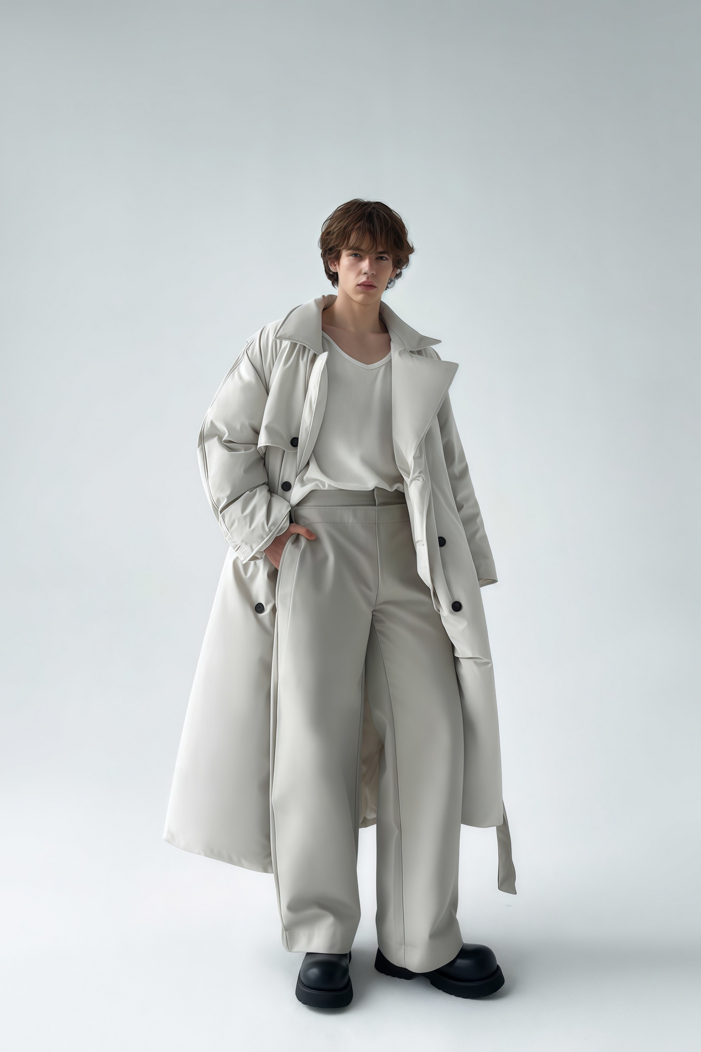 Lucas white down-feather maxi coat