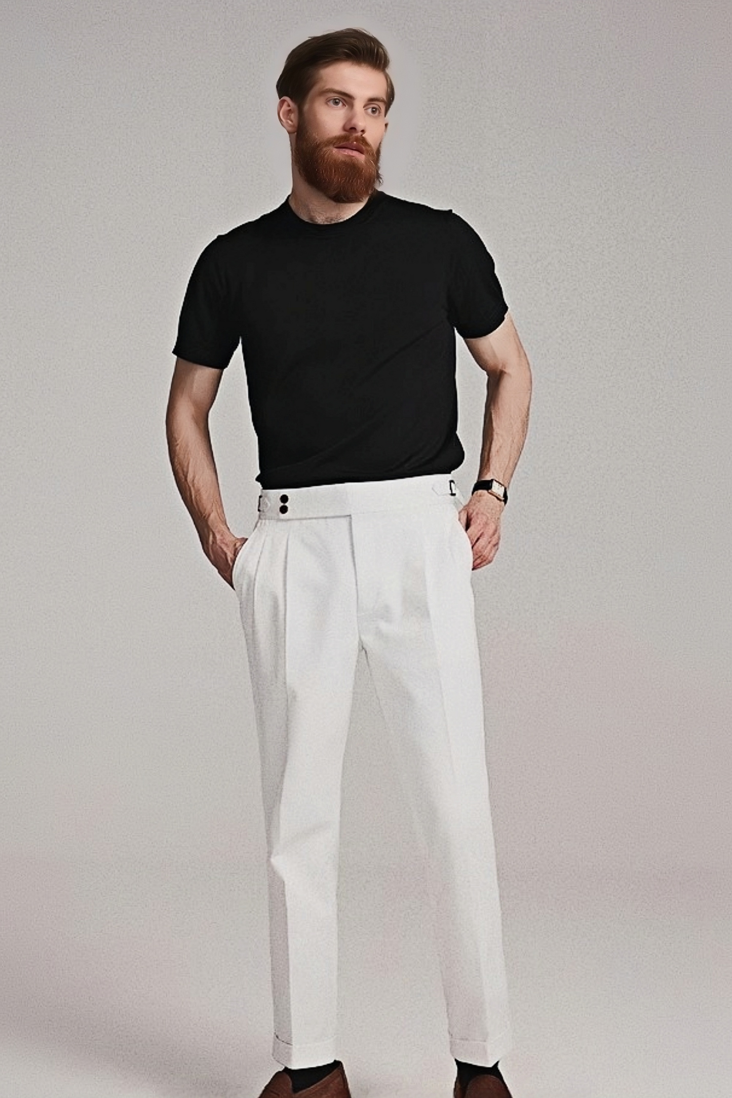 Liam white twill trousers