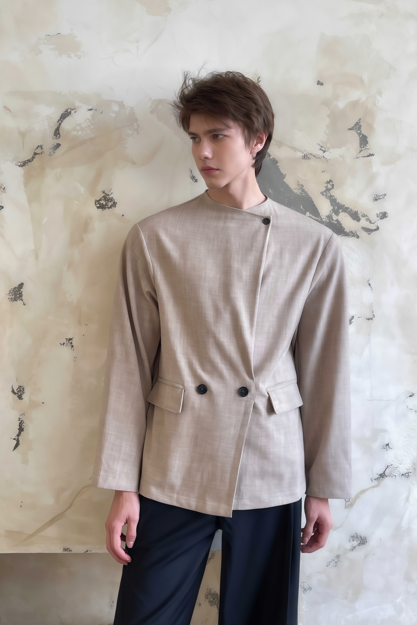 Silas khaki asymmetric shirt