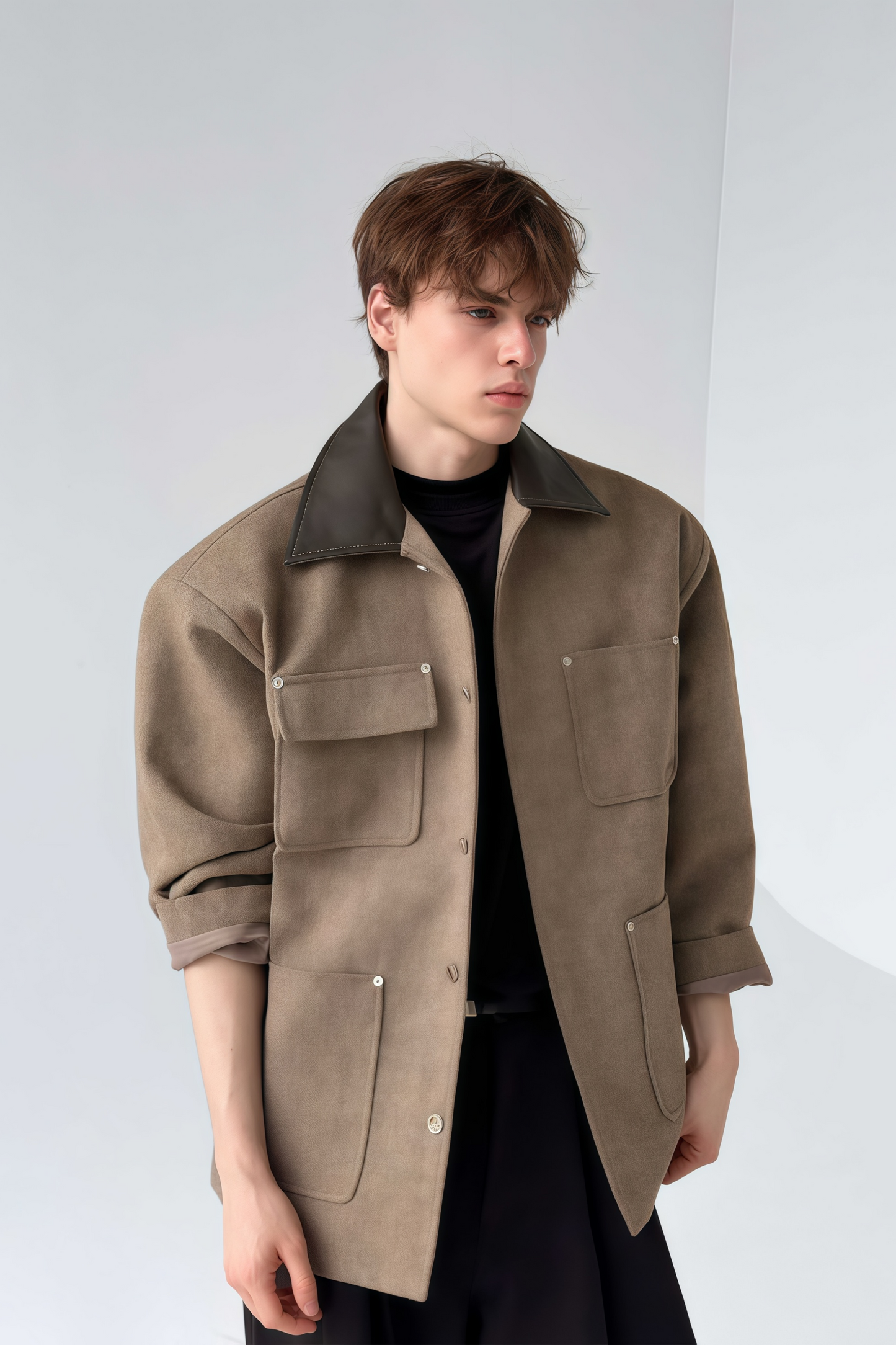 Hugo brown multi-pocket patchwork jacket