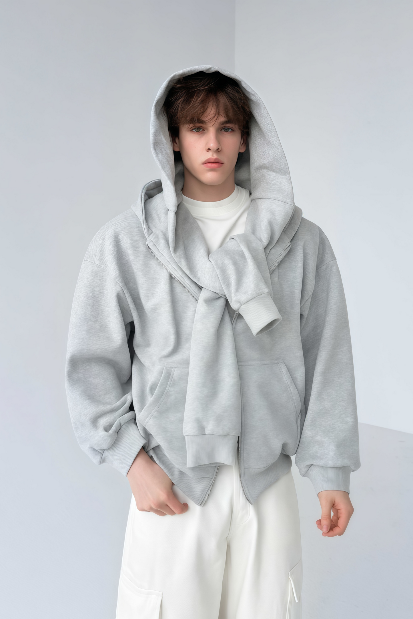 سترة بغطاء رأس من قطعتين باللون الرمادي من ماركة Bennett Gray