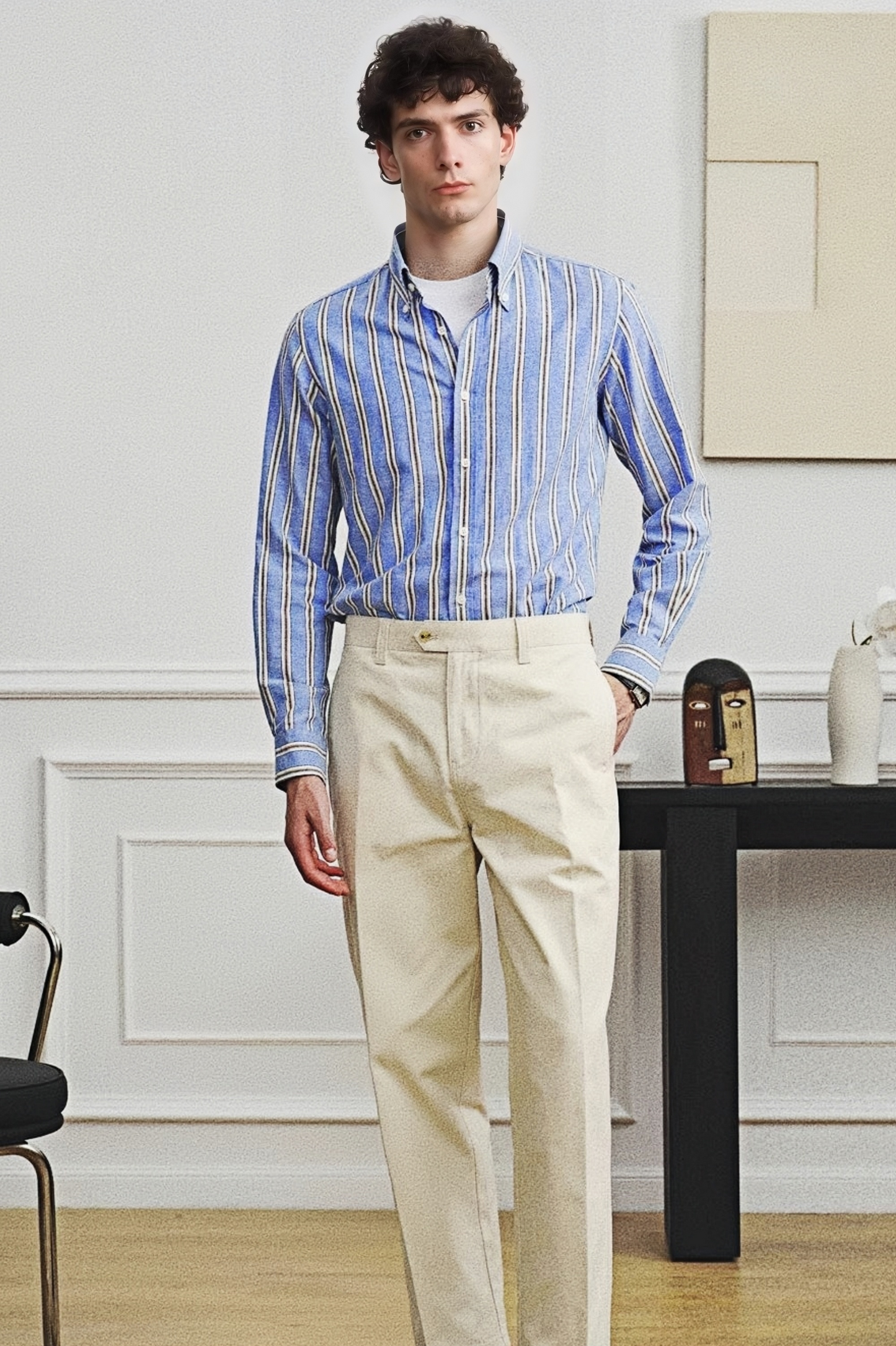 Julian khaki brushed trousers