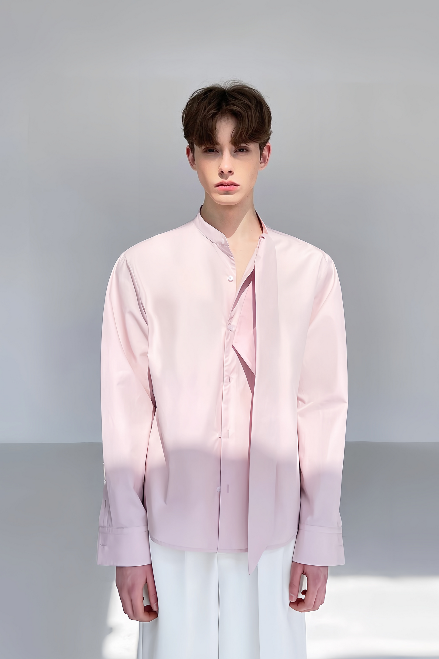Samuel pink tie-strap collar shirt