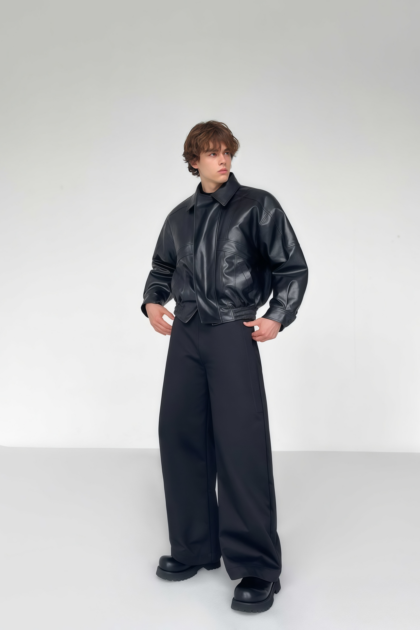 Blade black cropped leather jacket