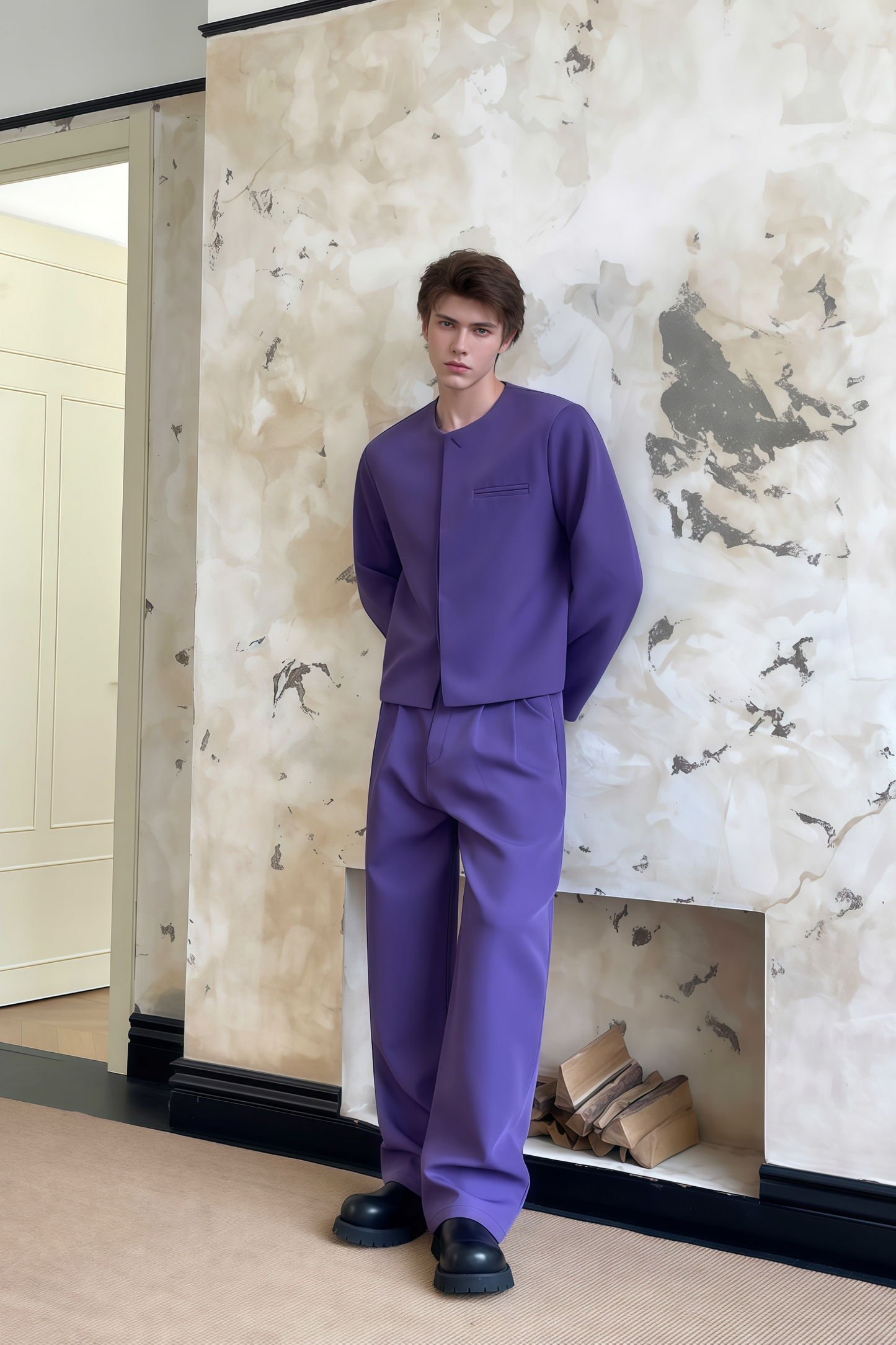 Kael purple round-neck suit