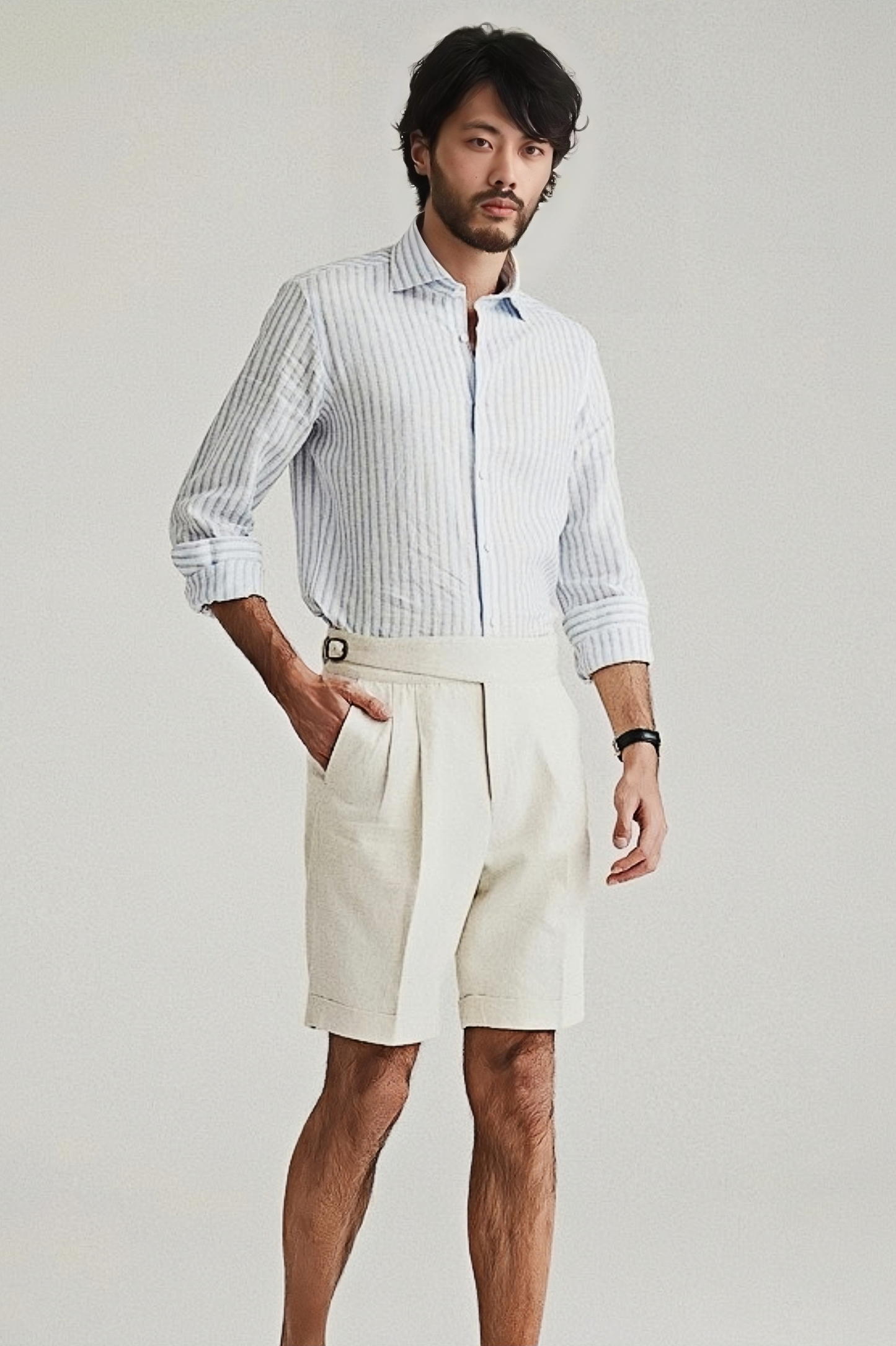 Leo white straight-cut shorts