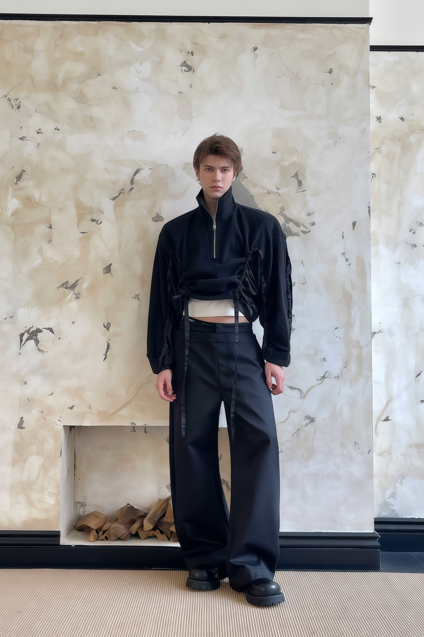 Theodore black multi-wear layered trousers