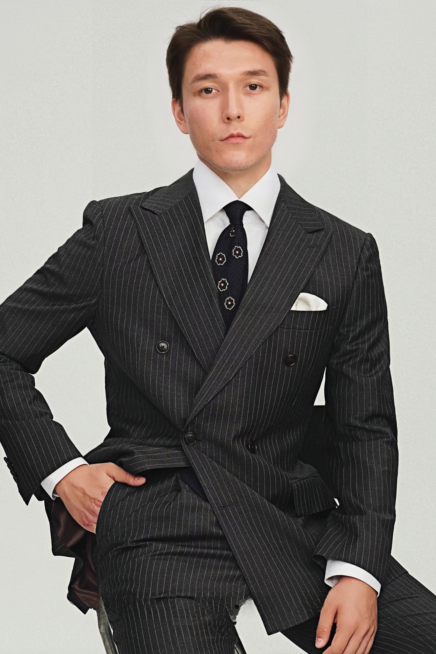Sebastian gray stripe-pattern suit