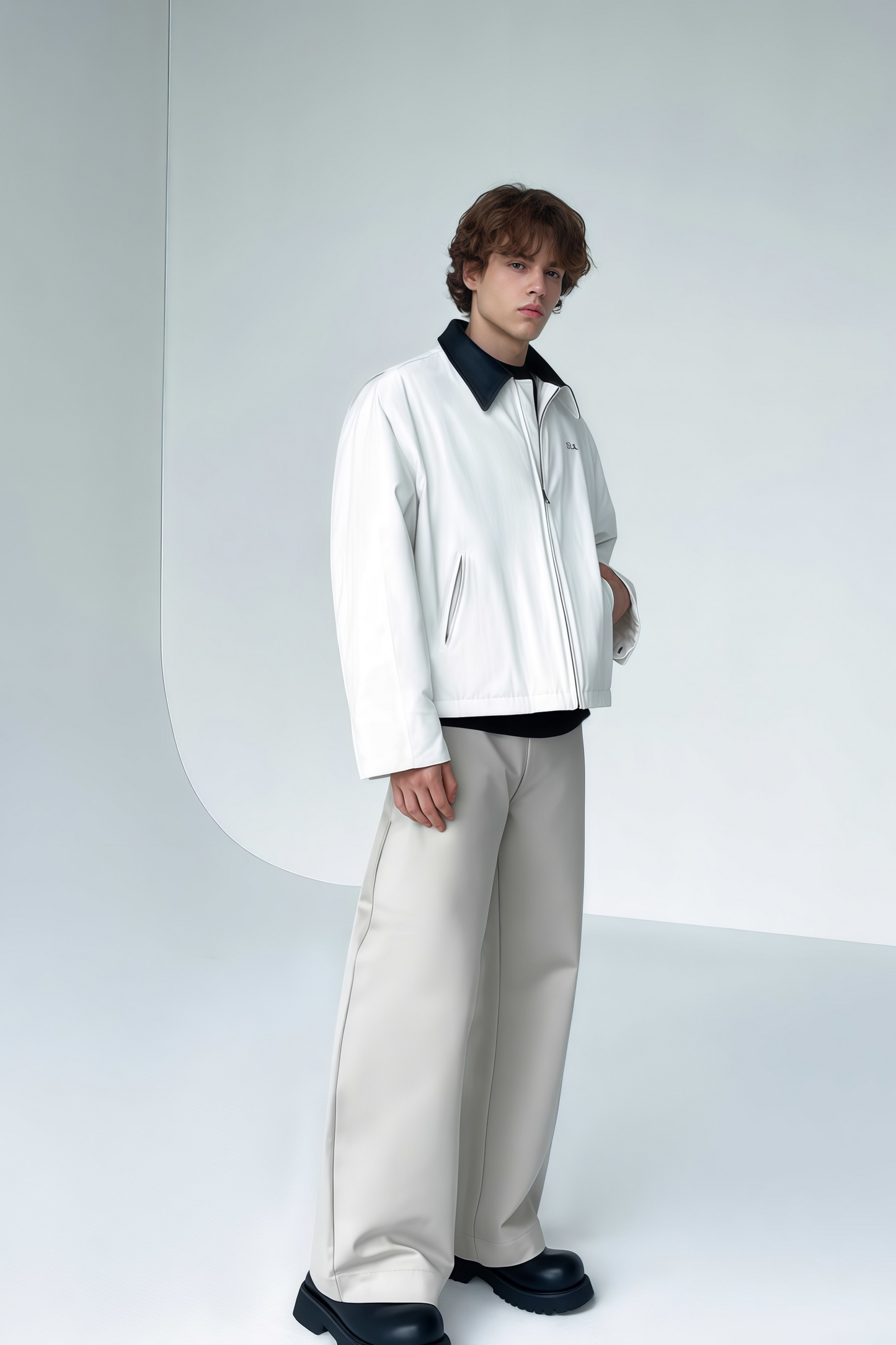 Julien contrasting-collar cotton jacket