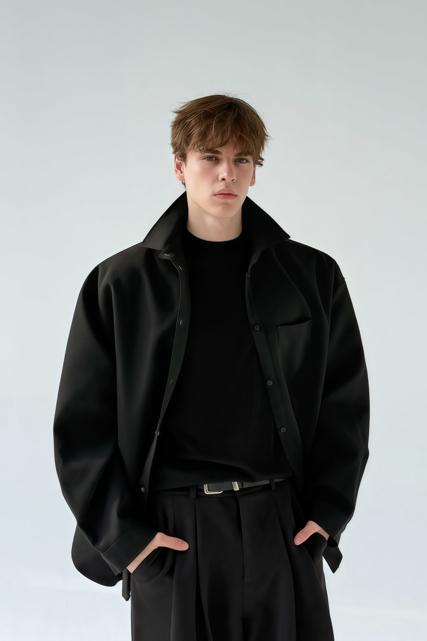 Liam black shirt jacket