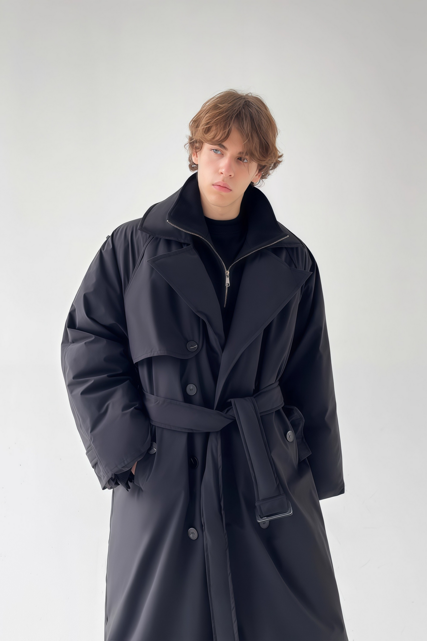 Lucas black down-feather maxi coat