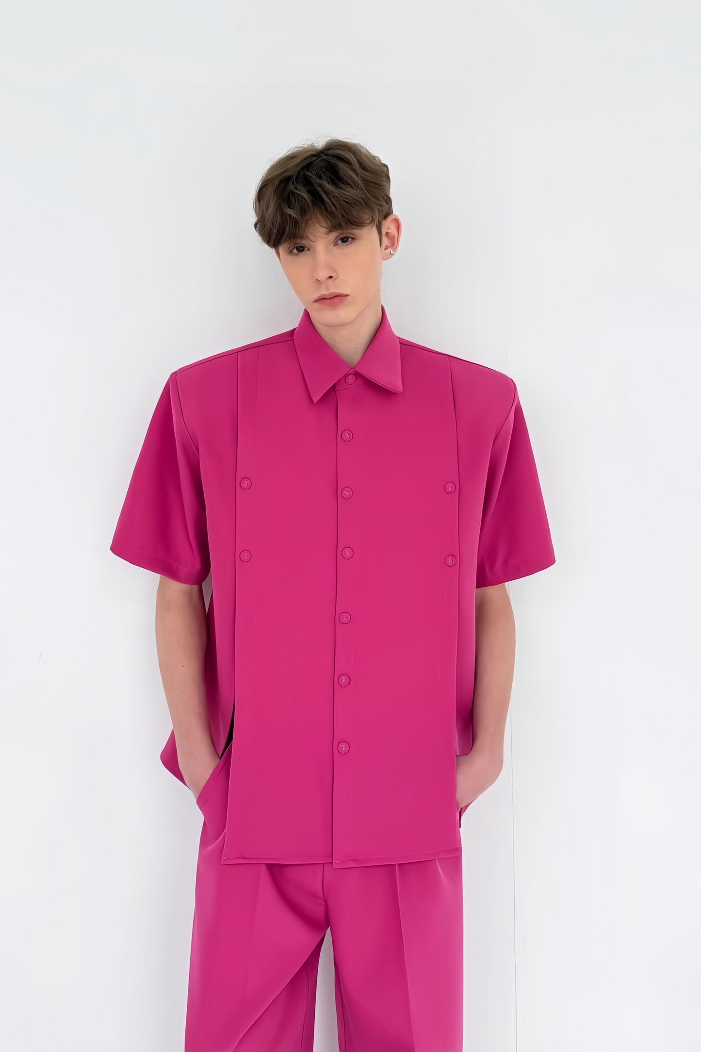 Lowie hot pink front slit suit