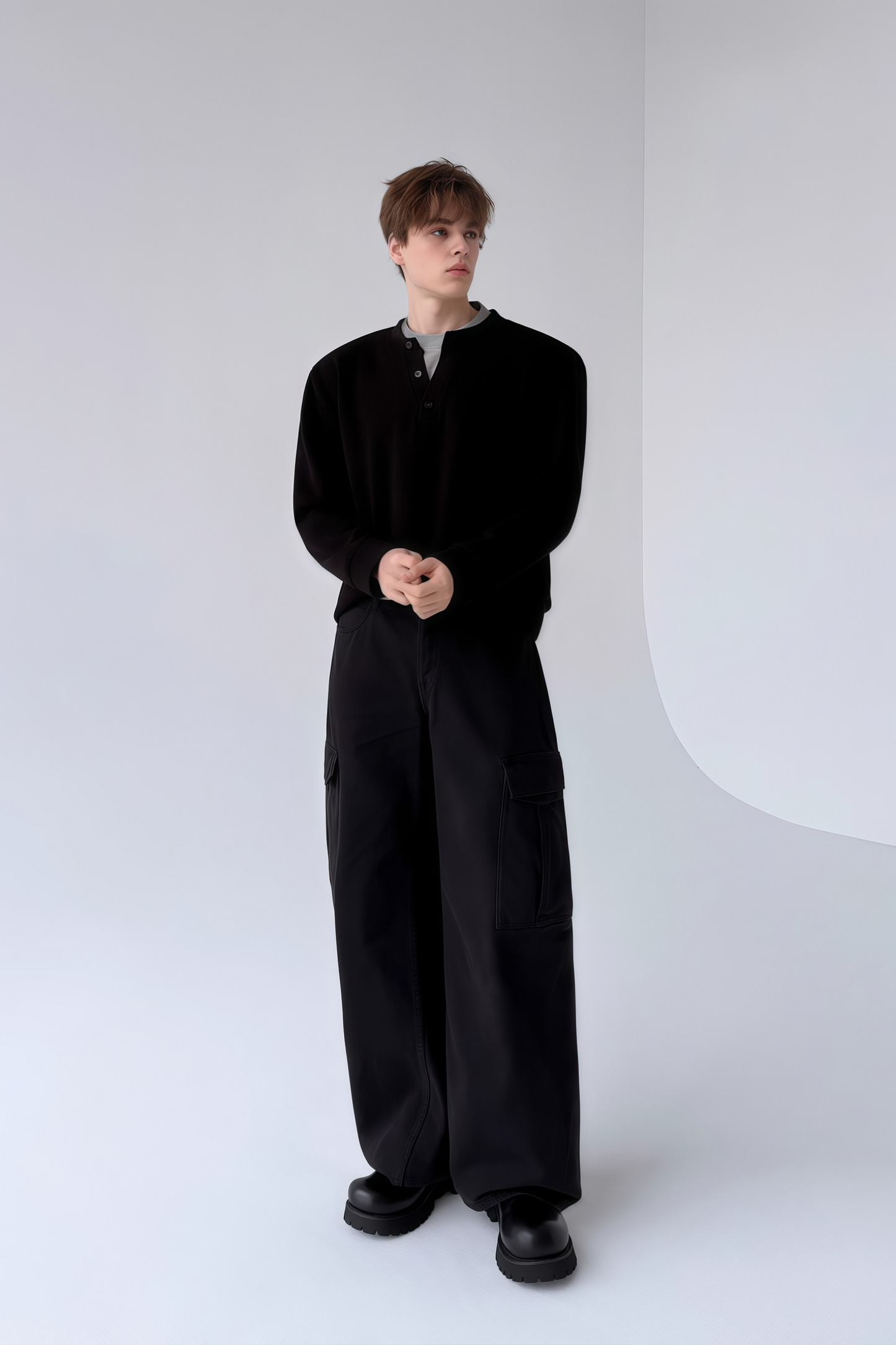 Théo black mock two-piece sweatshirt