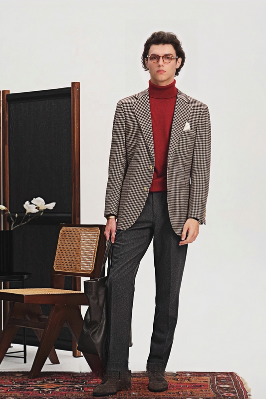 سترة أرلو براون بنقشة مربعات