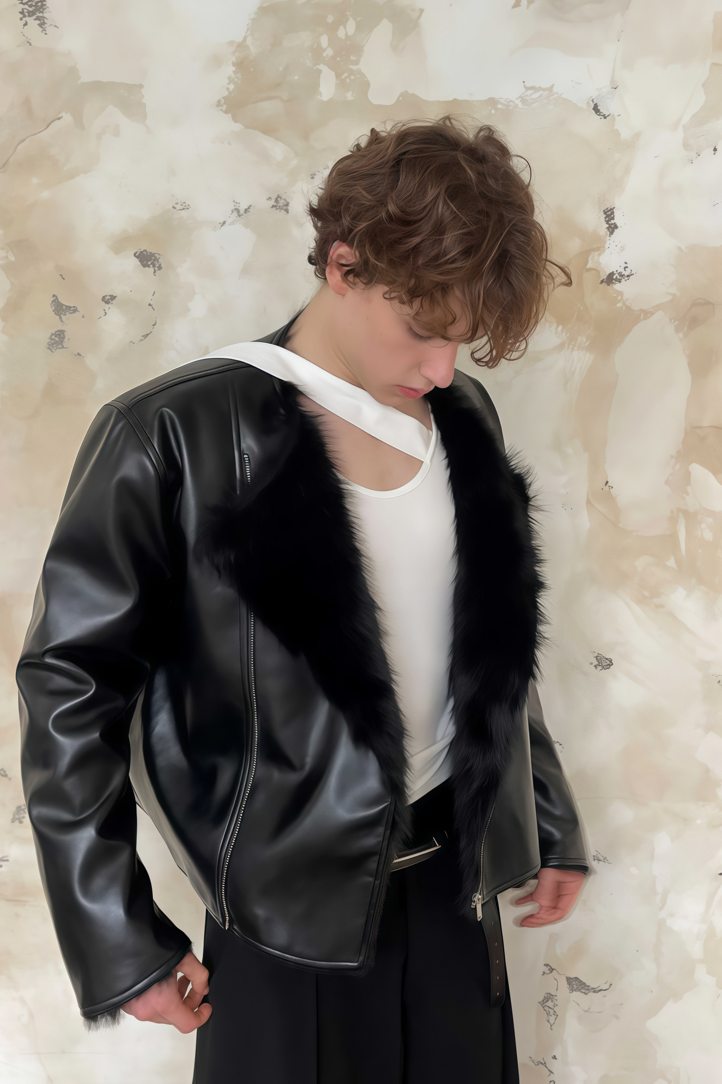 Leonidas black cropped leather jacket