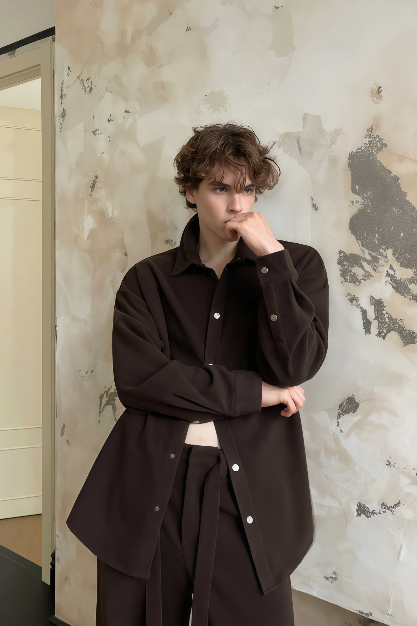 Cyrus brown shirt & trousers matching set