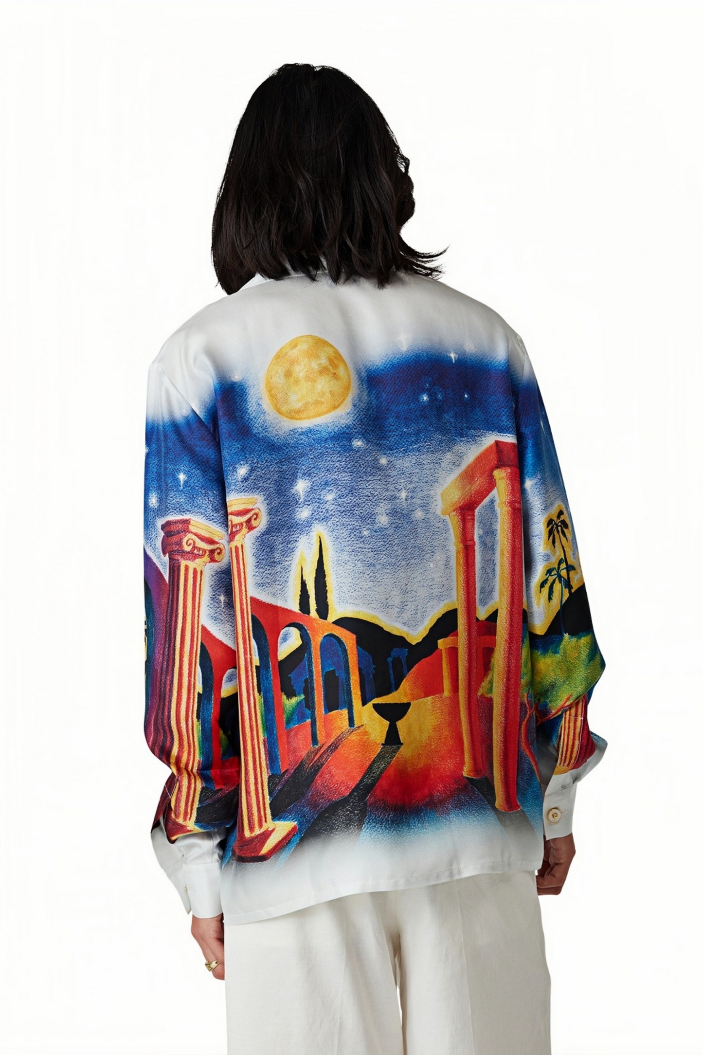 Samuel blue cityscape print long-sleeve shirt