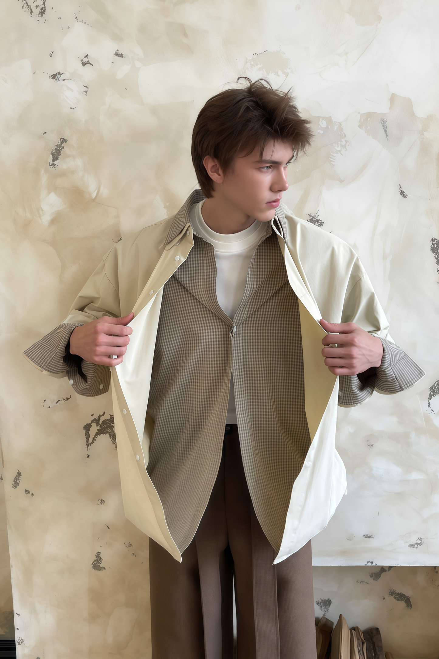 Julian neutrals check-pattern reversible jacket