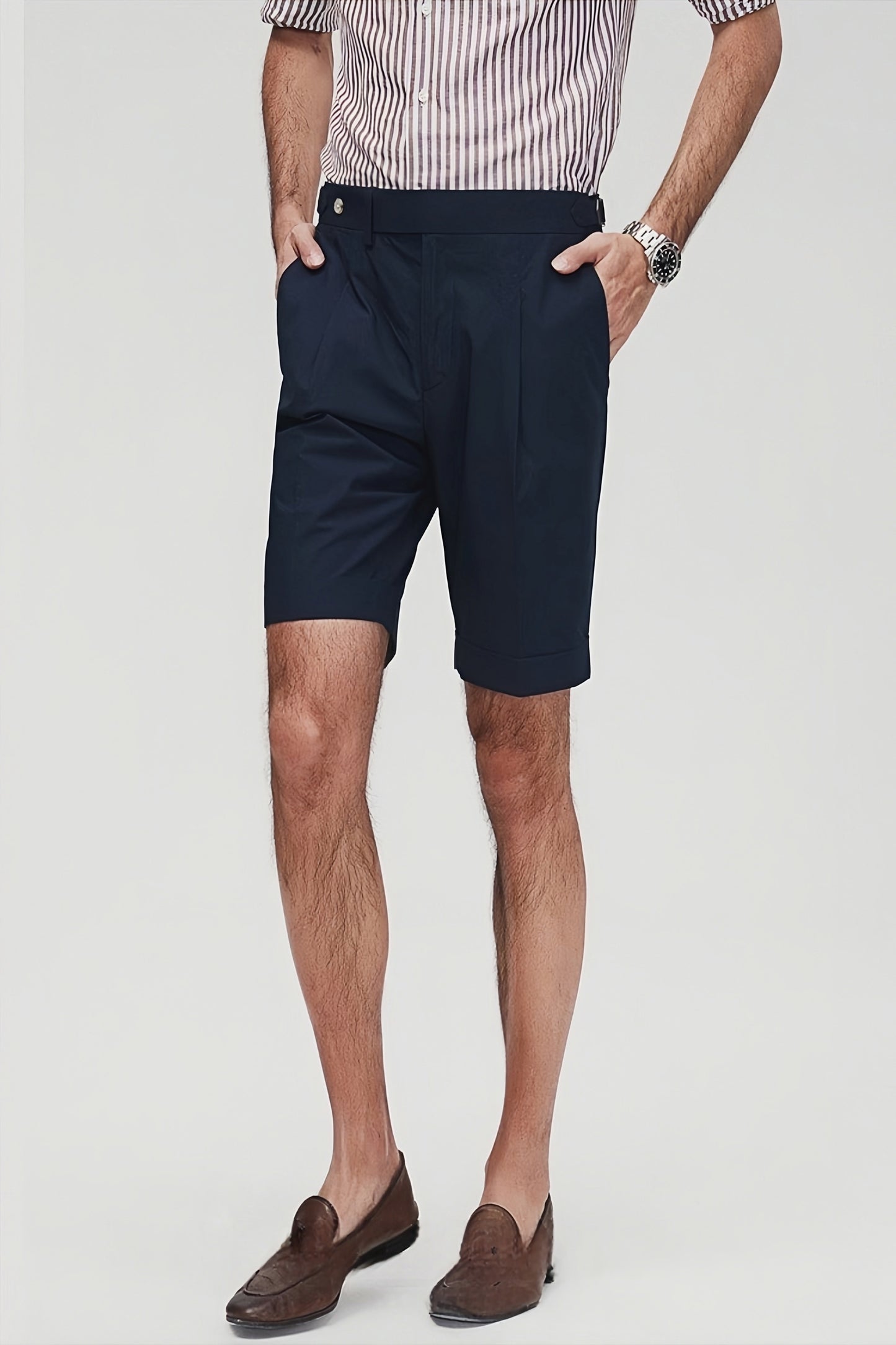 Elon navy-blue straight-cut shorts