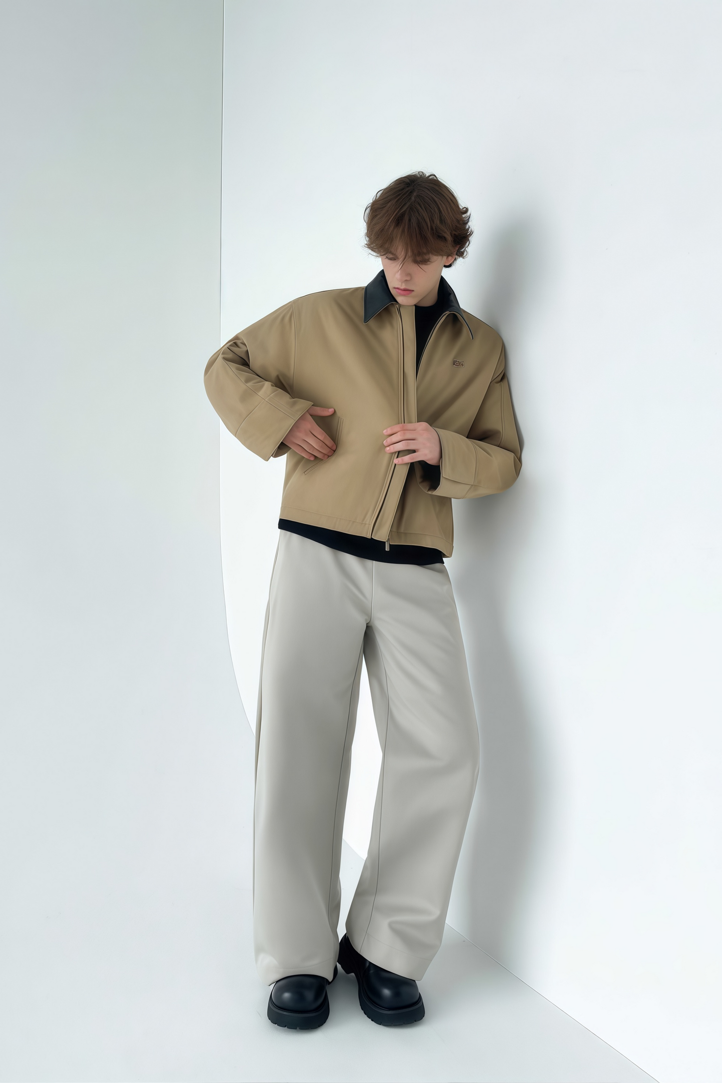 Julien contrasting-collar cotton jacket