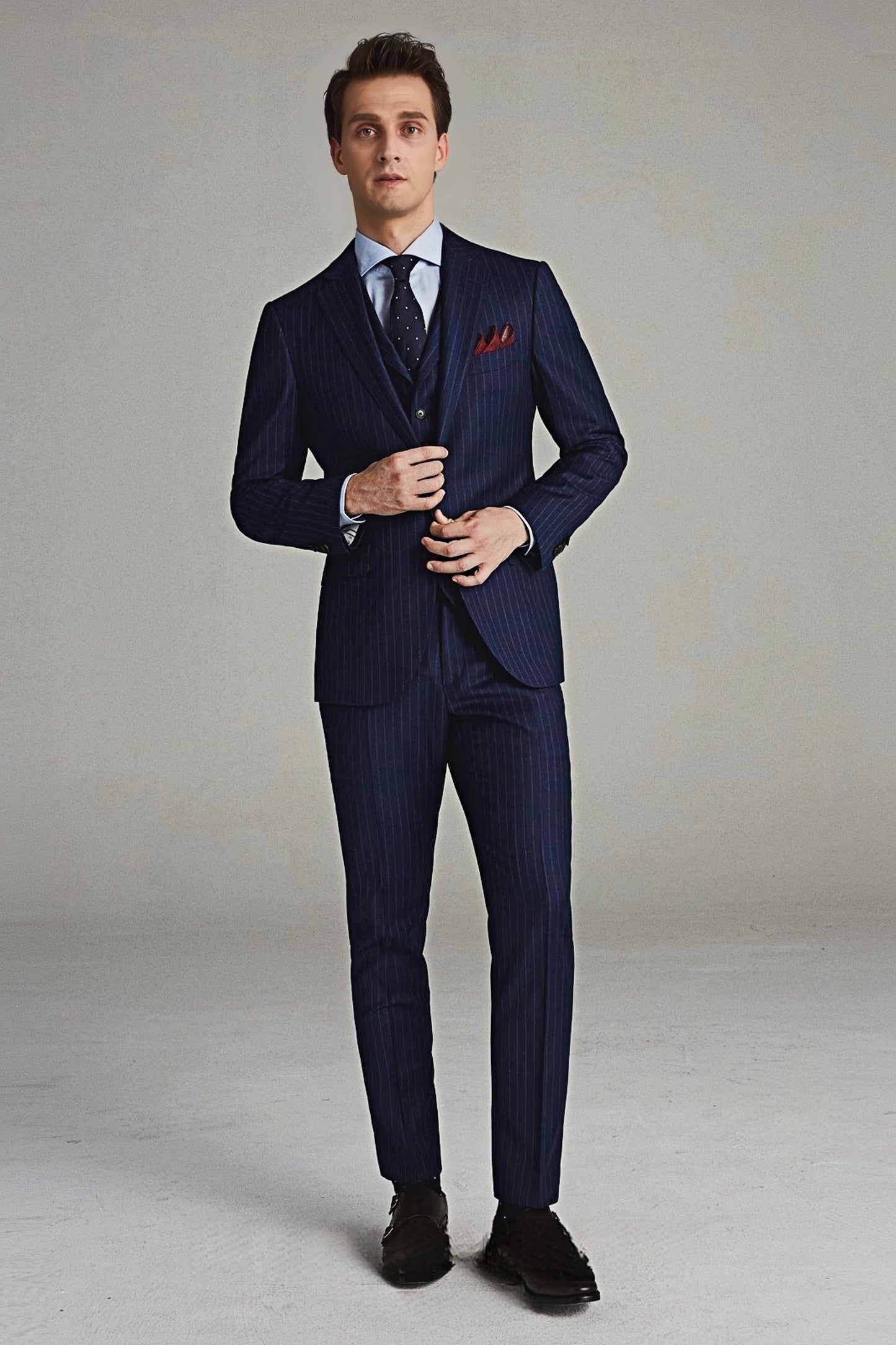 Jasper navy-blue stripe-pattern suit