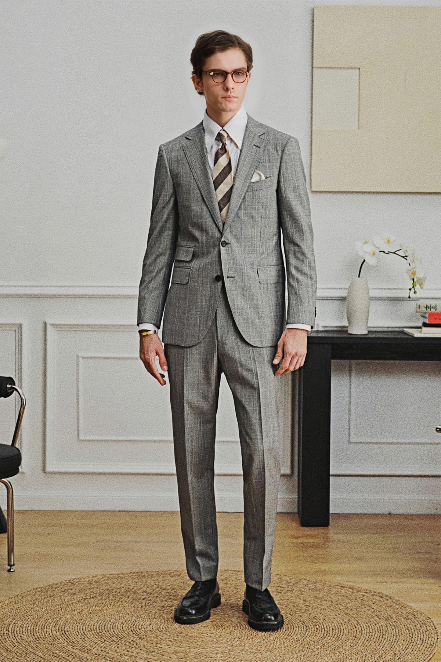 بدلة رمادية من Barnaby بنقشة غلين