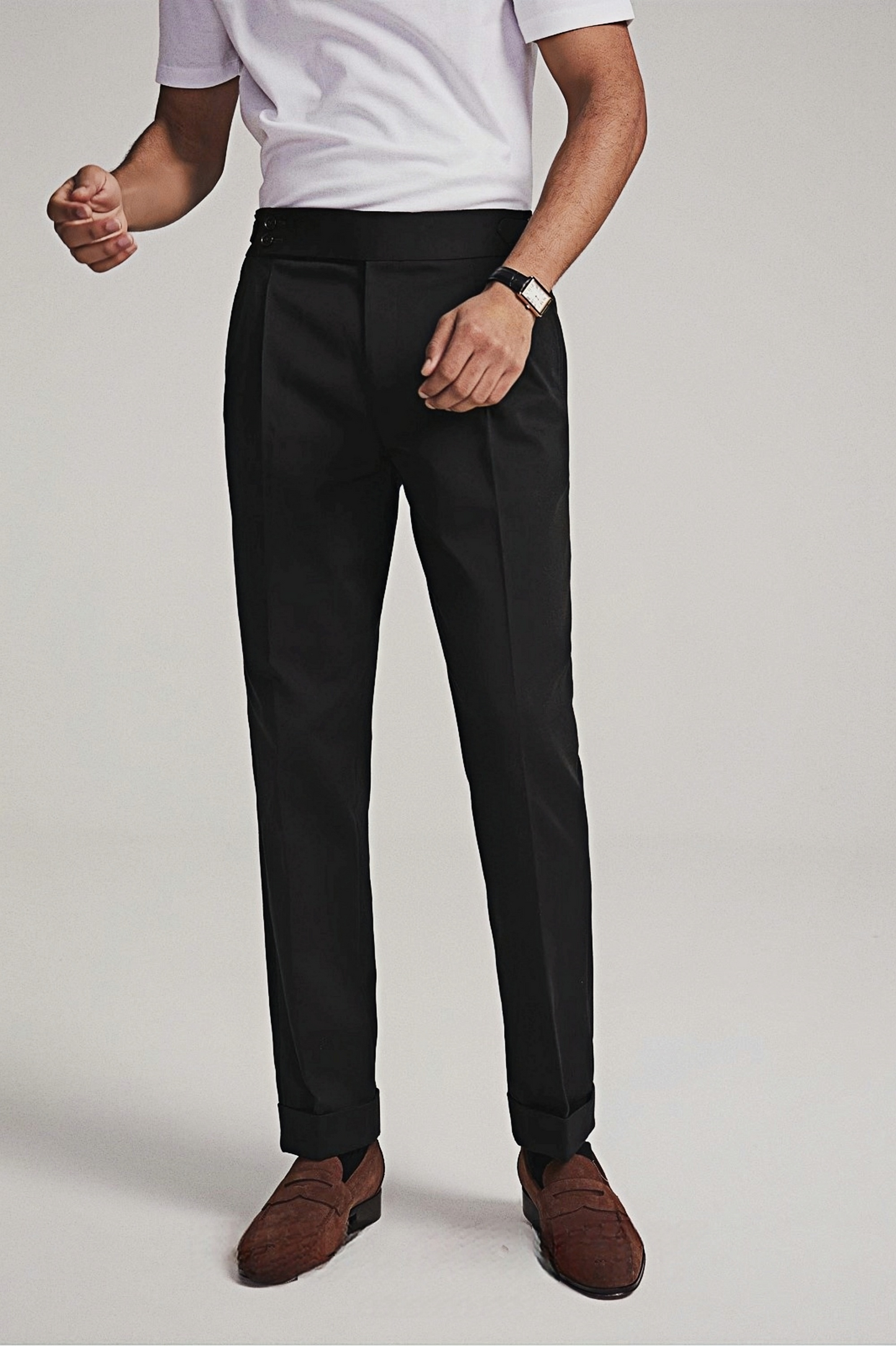 Liam black twill trousers