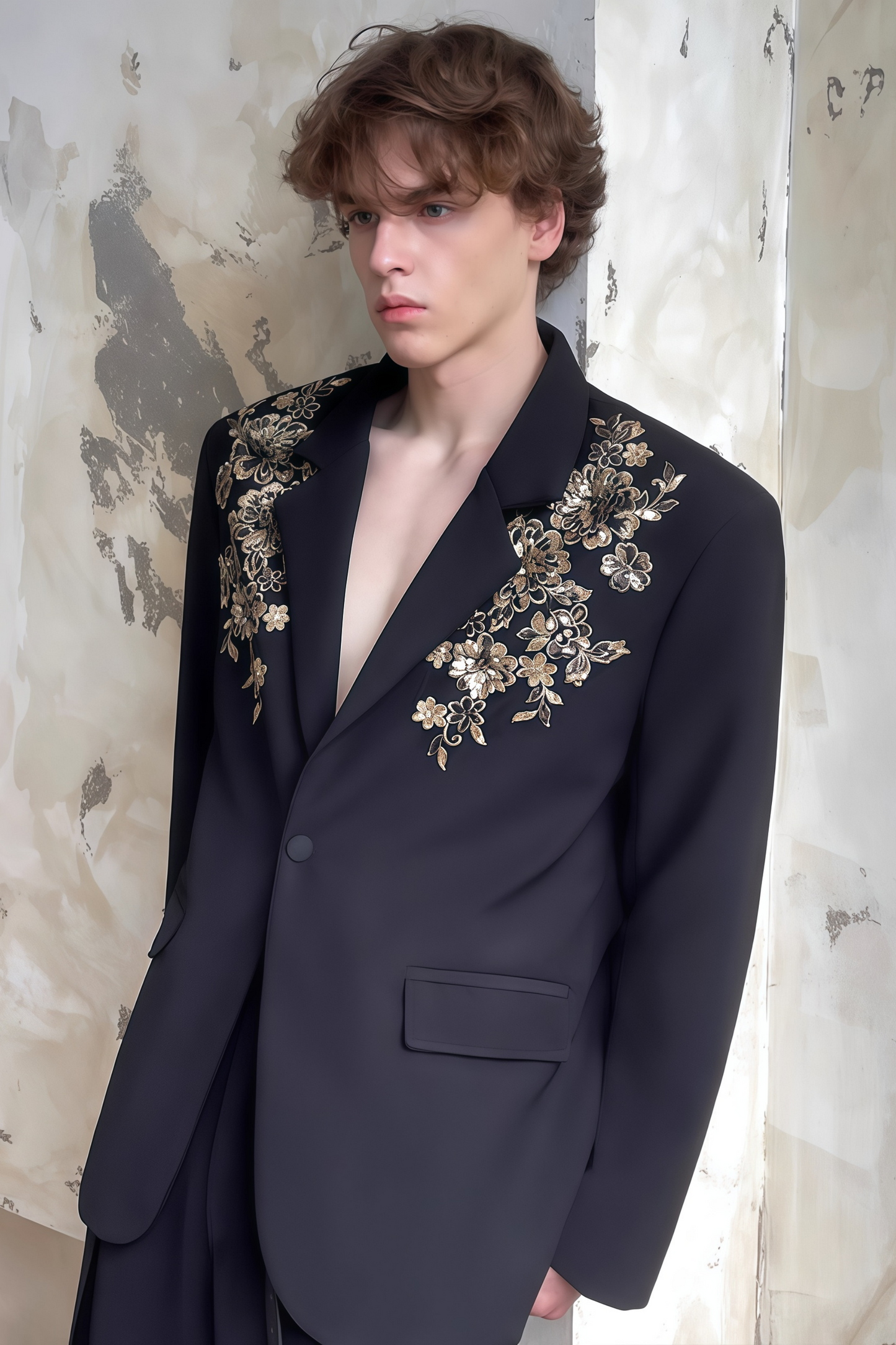 Peregrine black embroidered blazer