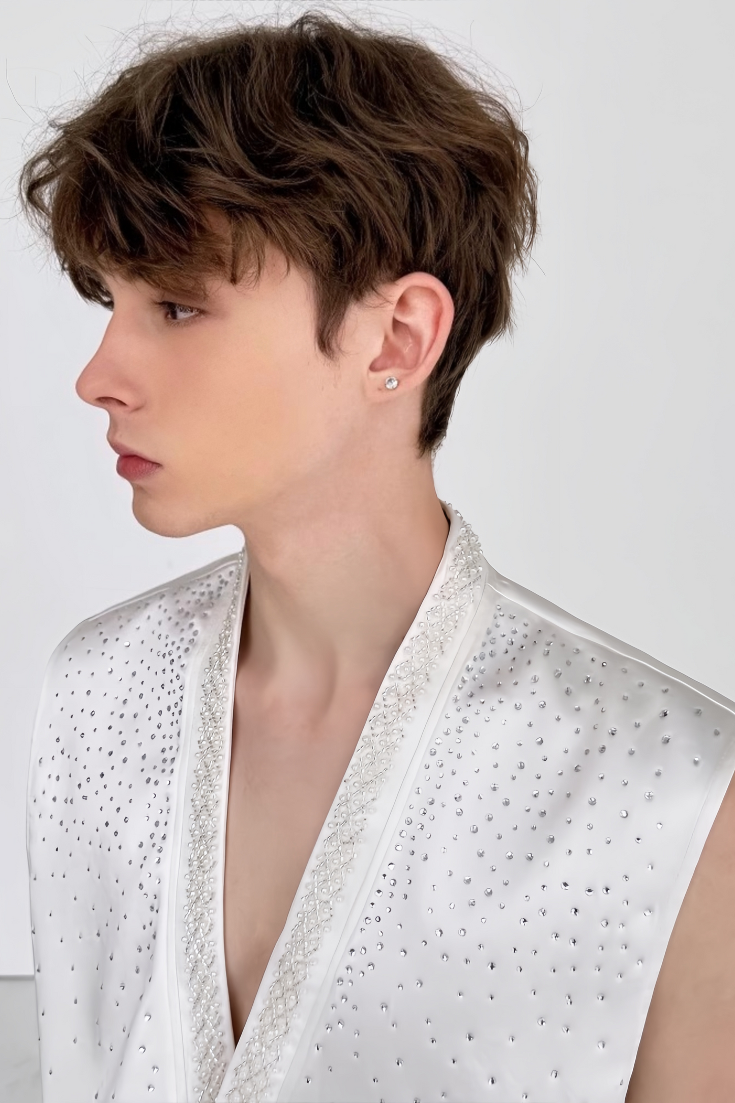 Lyam white faux-pearl embellishment vest