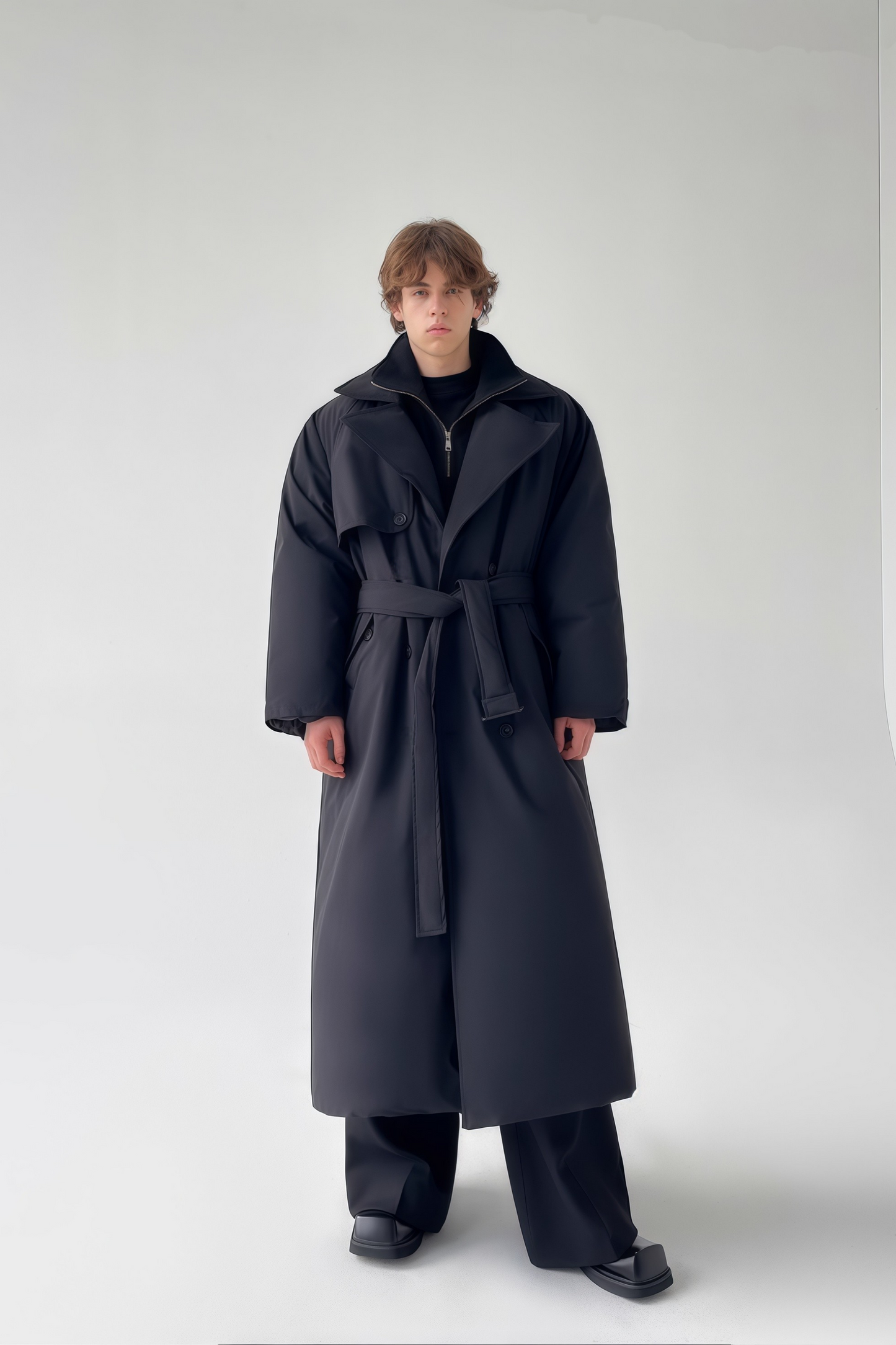 Lucas black down-feather maxi coat