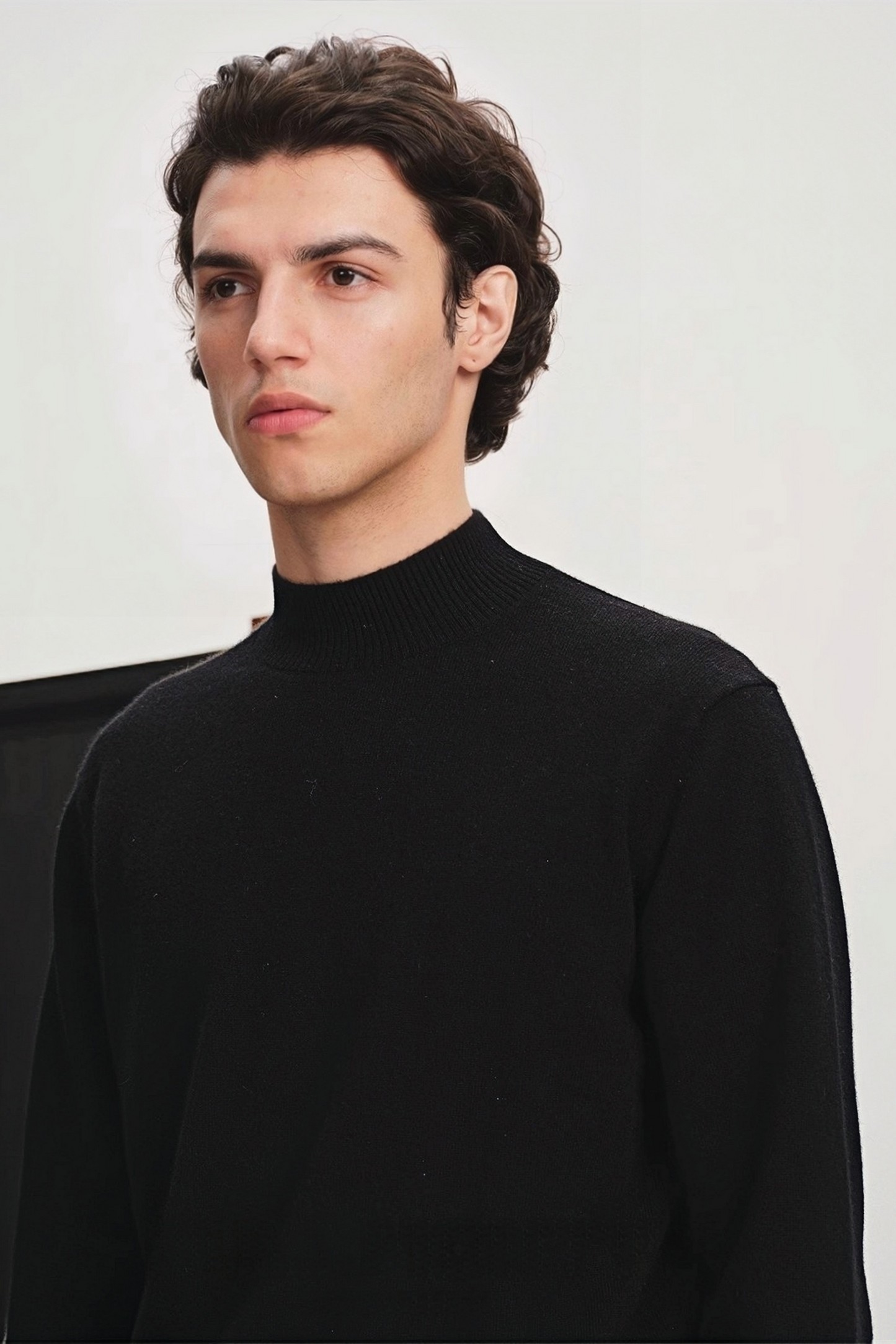 Elliot black mock-neck cashmere sweater